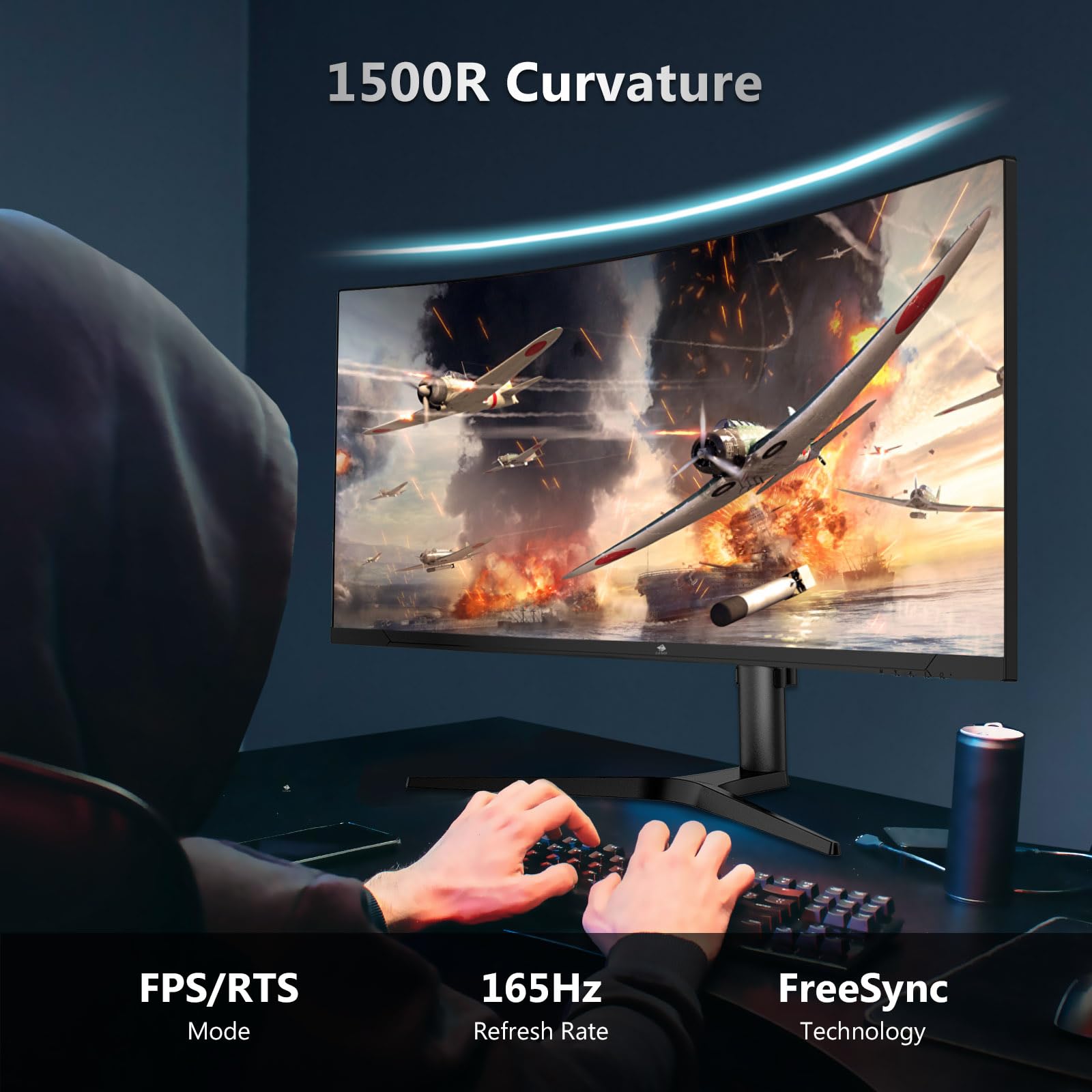 Z Edge Ug34 34'' Ultrawide 2K Curved Gaming Monitor With 165Hz Refresh Rate, 21:9 Aspect Ratio, 1Ms Mprt, 3440X1440 Resolution,
