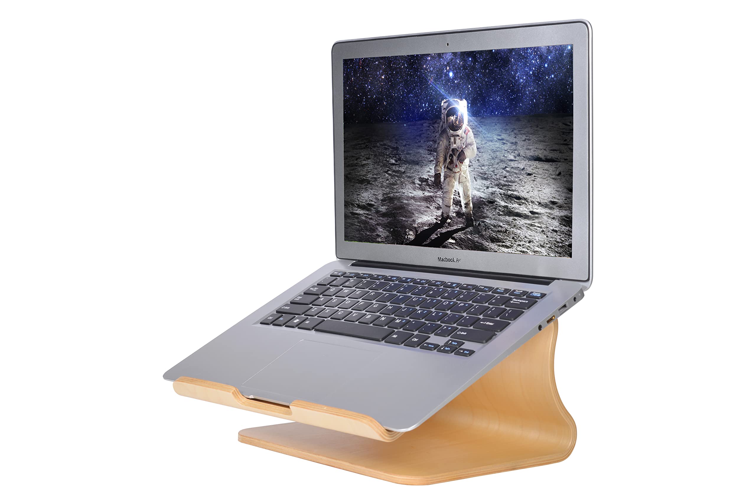 SAMDI Wood Laptop Stand, White Birch, Ergonomic Design for Most Laptops Heat Dissipation, Cord Management, Suitable for Desk or Tabletop (2020 02)