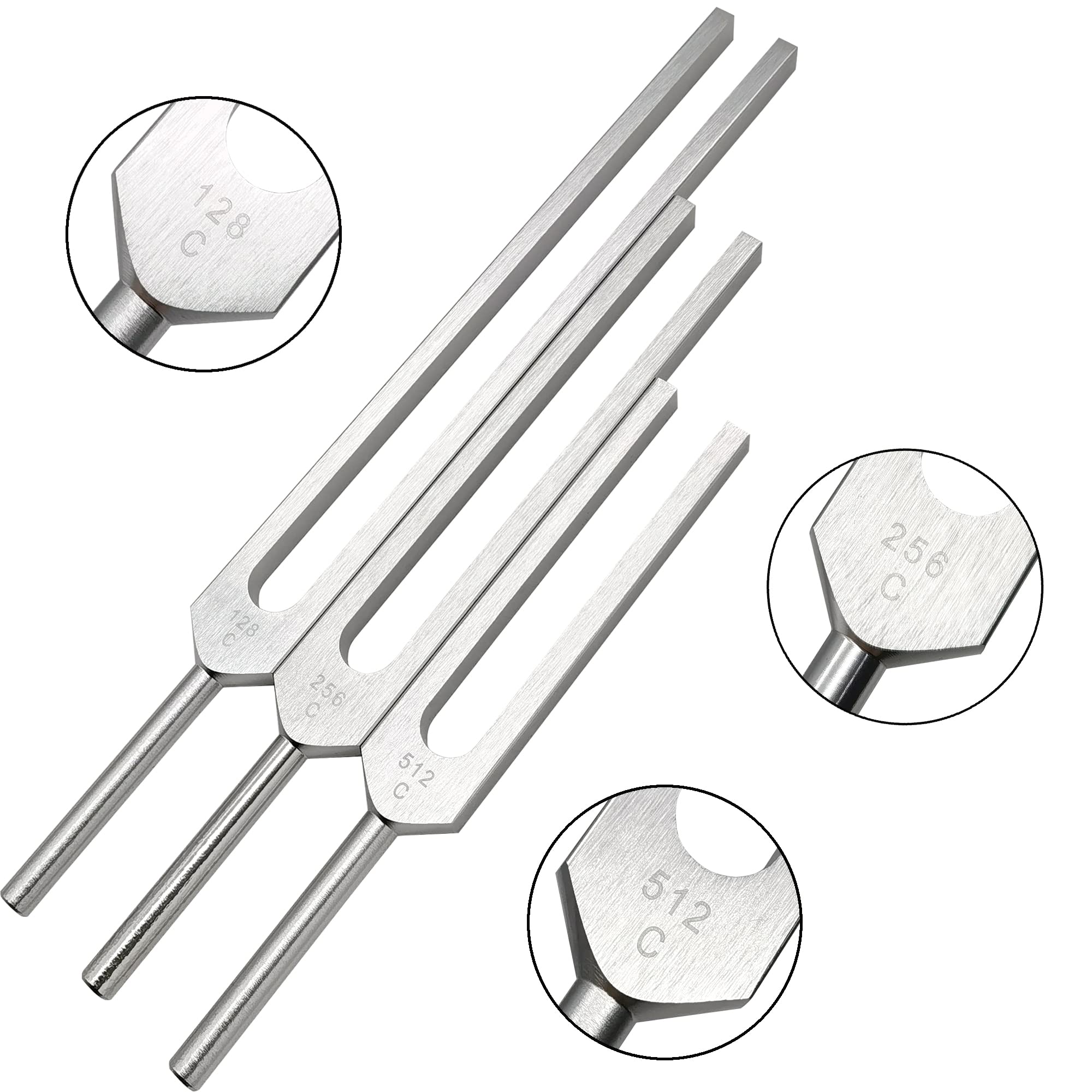 3 Packs Therapeutic Tuning Forks Set (128C Hz, 256C Hz, 512C Hz) Medical Sound Healing Therapy Tuners With Hammers For Sound Hea