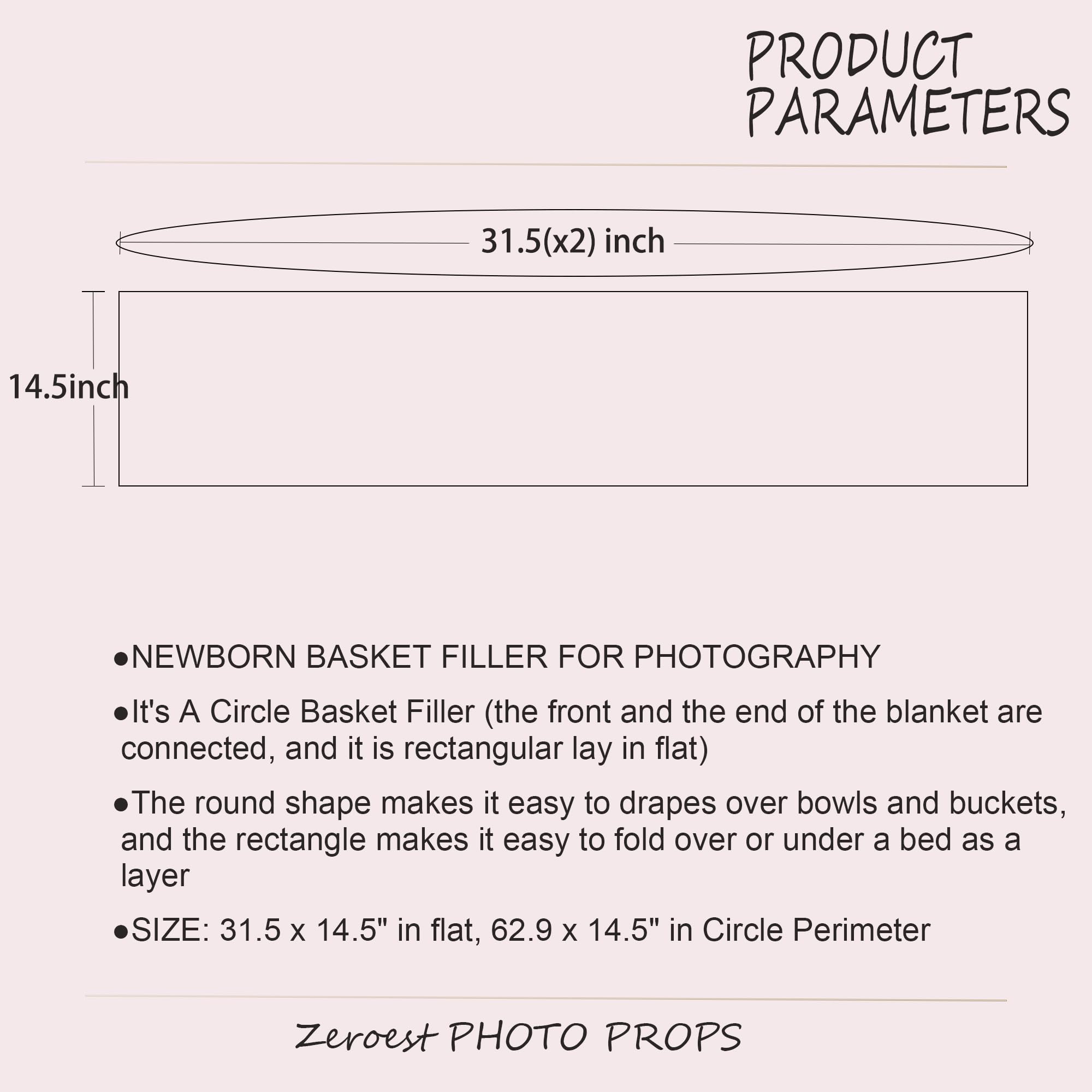 Zeroest Baby Photography Props Basket Braid Wool Wrap Newborn Photo Shoot Baskets Filler Posing Stuffer Background Blanket (Beig