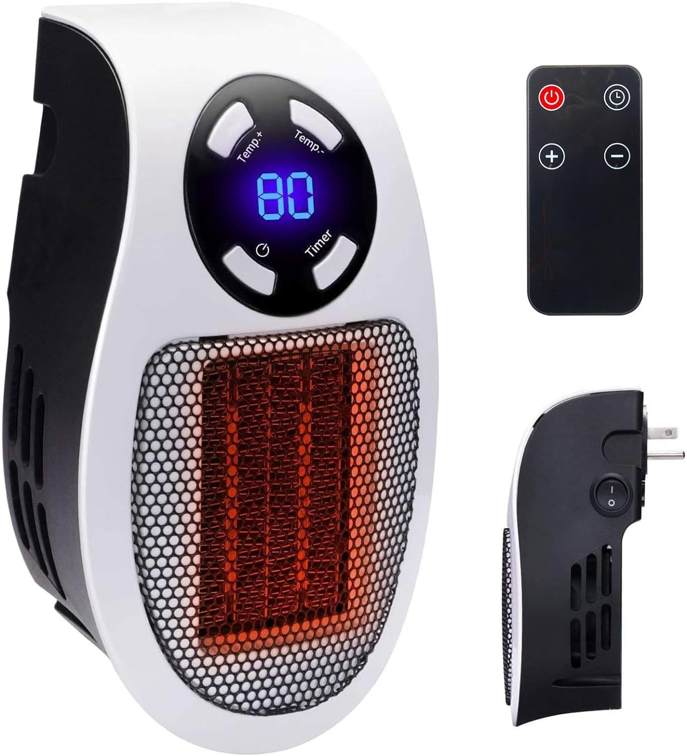 350W&450W Space Heater, Remote Wall Outlet Electric Space Heater As Seen On Tv With Adjustable Thermostat And Timer And Led Disp