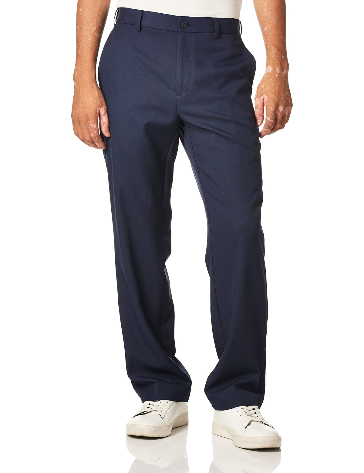 Pga Tour Mens Flat Front Golf Pant With Expandable Waistband, Black Iris, 44W X 30L