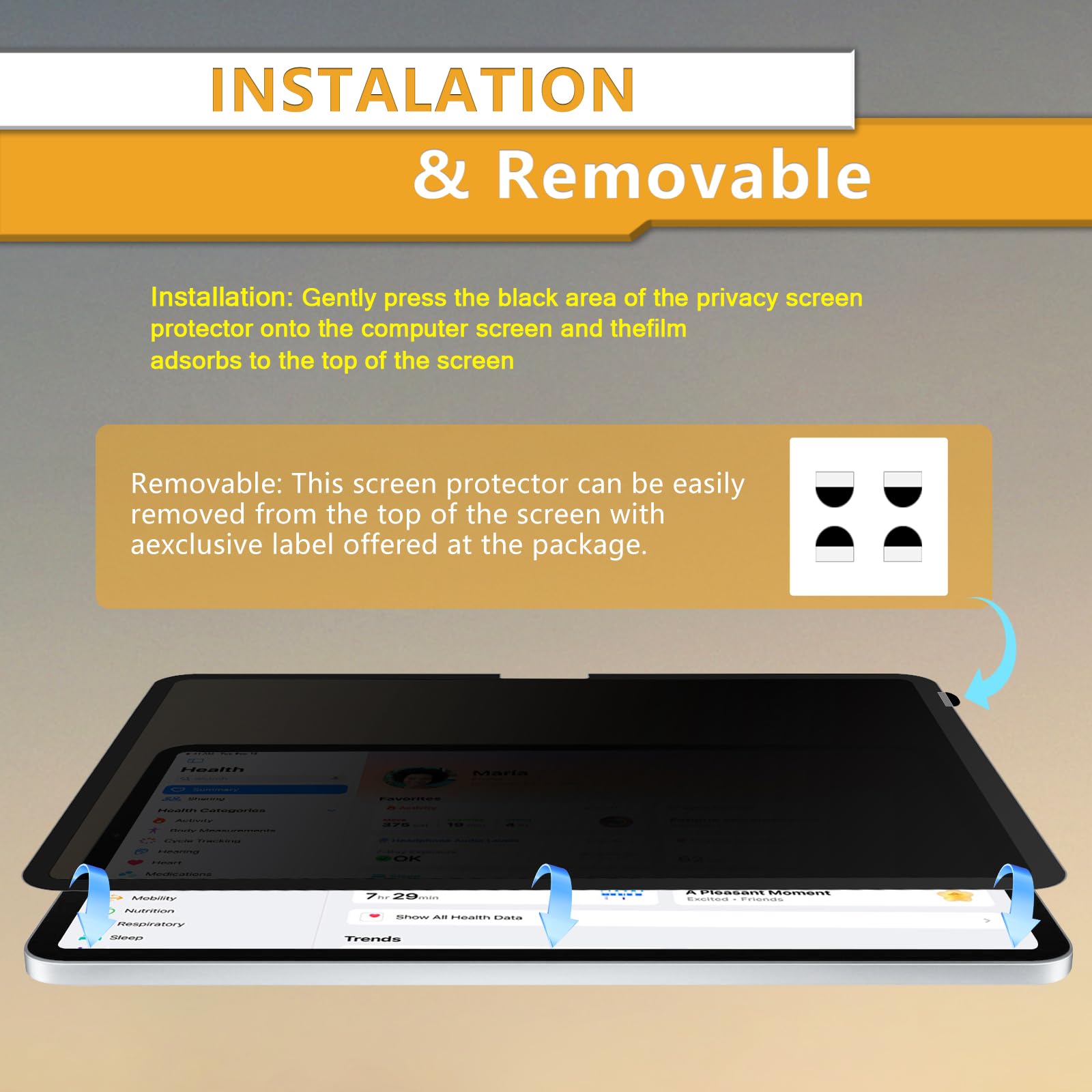 Zoegaa Ipad Pro 13 Inch Privacy Screen (2024 M4 Chip), Removable & Reusable Ipad Pro 13 Inch Screen Protector, Anti Spy Privacy