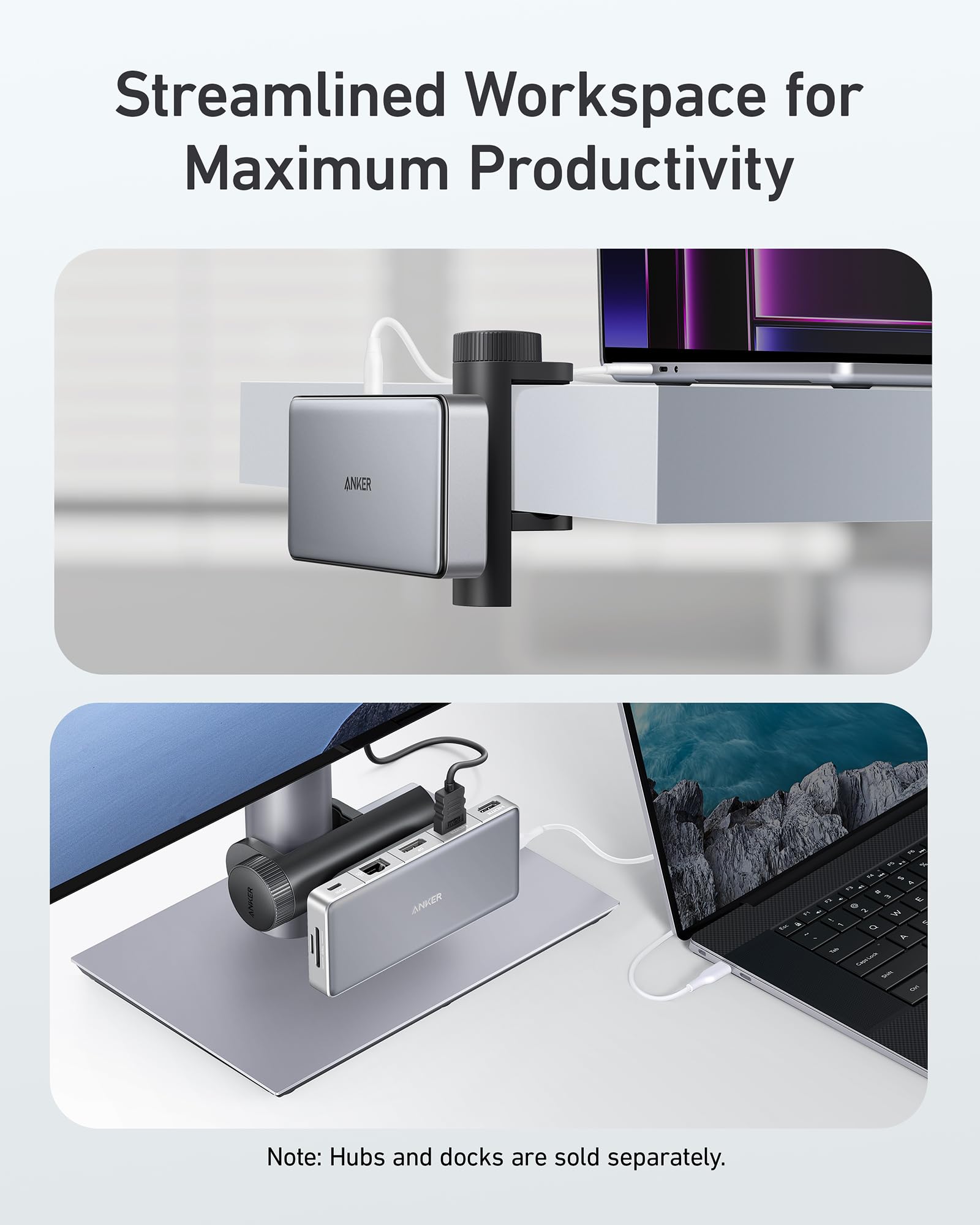 Anker Hub Mounting Kit With Adjustable Design, Compatible With Anker Usb C Hubs, Usb4 Docking Stations, Thunderbolt 4 Docking St