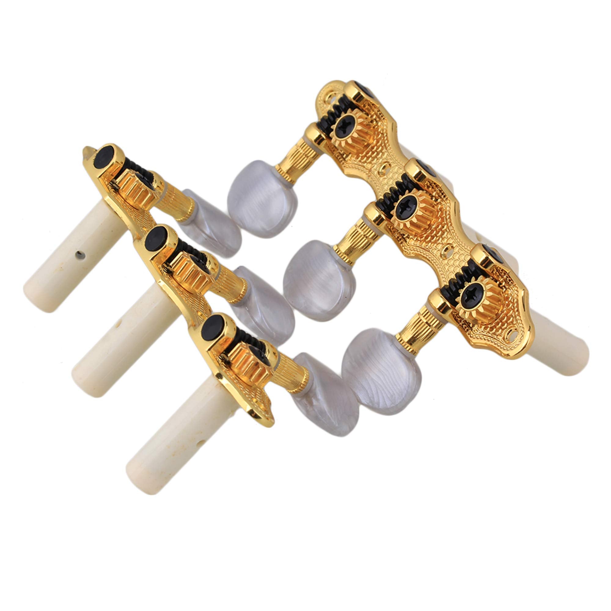 Yibuy Golden Classical Guitar Tuning Pegs Machine Heads Guitar Tuners W/ 8Pcs Screws