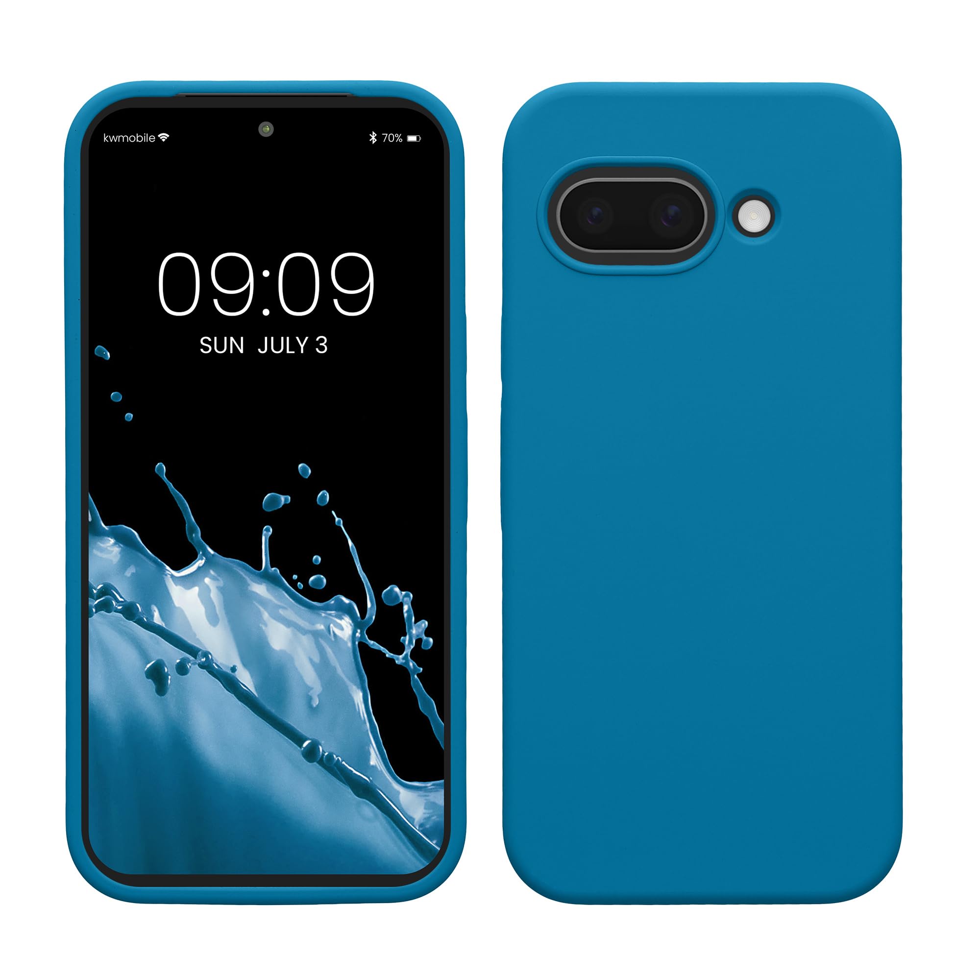 kwmobile Case Compatible with Google Pixel 9a Case - TPU Silicone Phone Cover with Soft Finish - Caribbean Blue