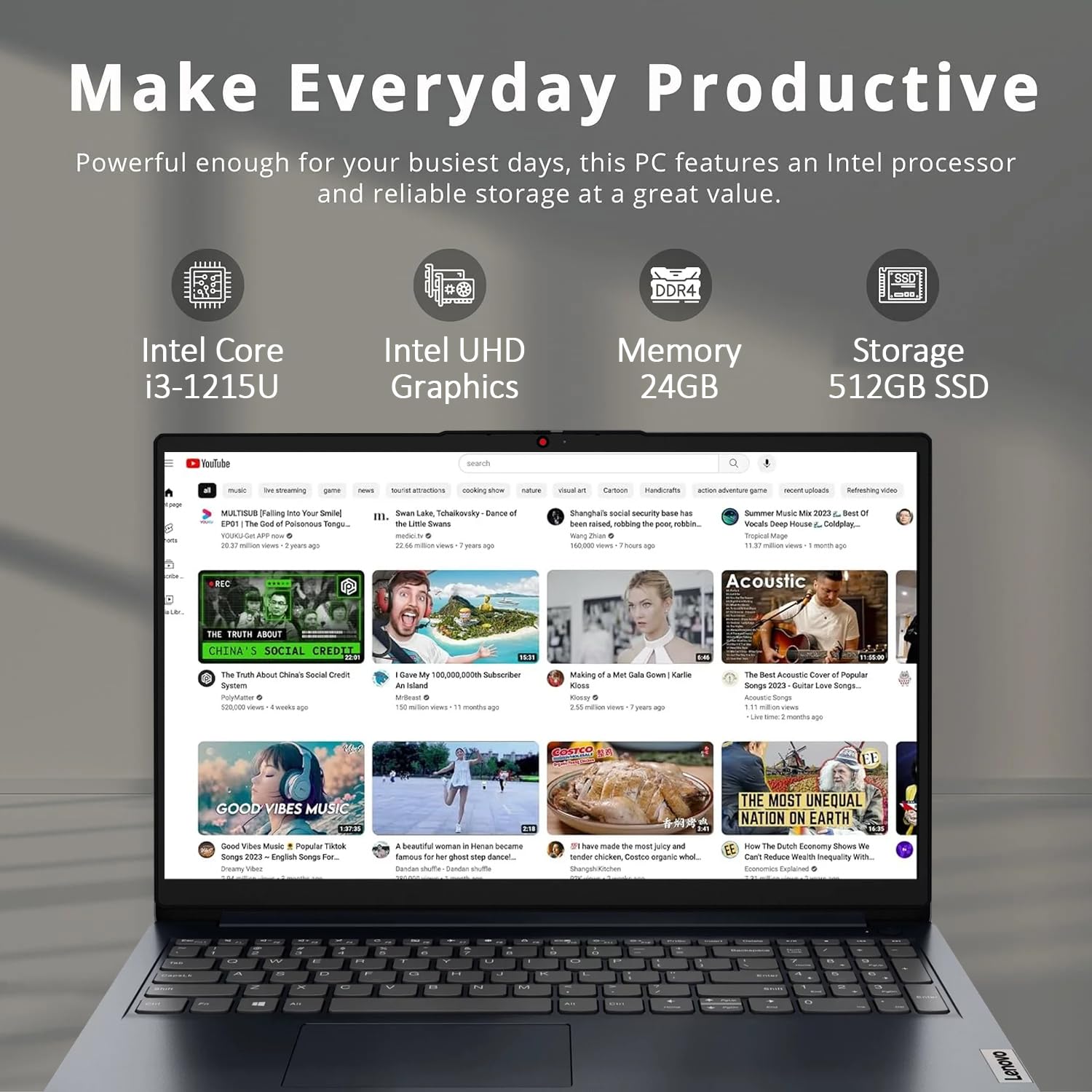 Lenovo Newest 15.6'' Fhd Laptop, 12Th Gen Intel Core I3 1215U 6 Core Processor(Up To 4.4Ghz), 24Gb Memory, 512Gb Pcie Ssd, Hdmi,