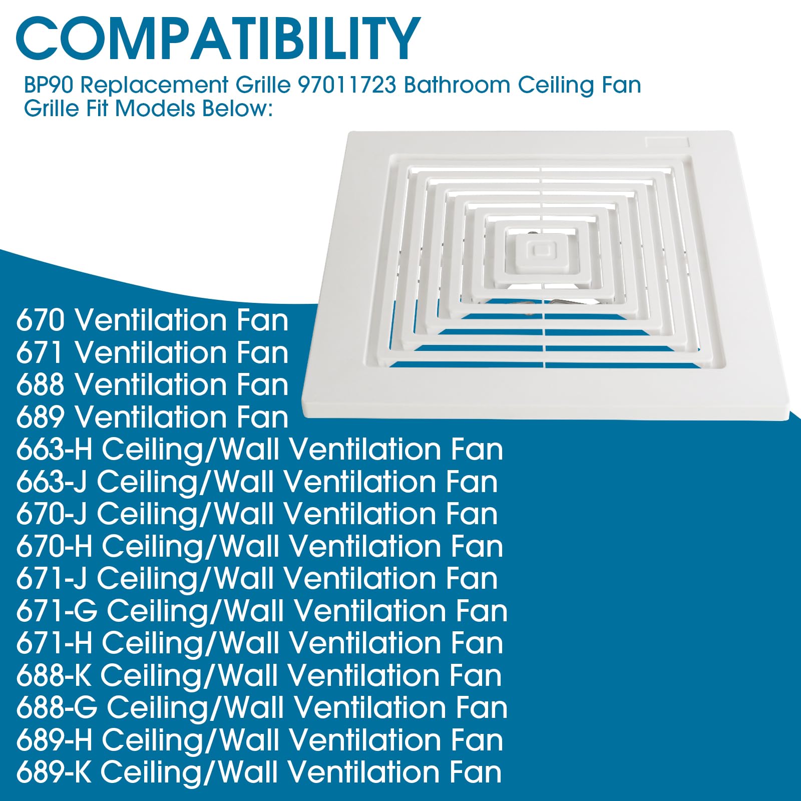 696N R02 B Unit&Replacement Grille 97011723 For Broan Nutone Bp90,663,670,671,688,689,Bathroom Vent Cover Bp90 Replacement Grill