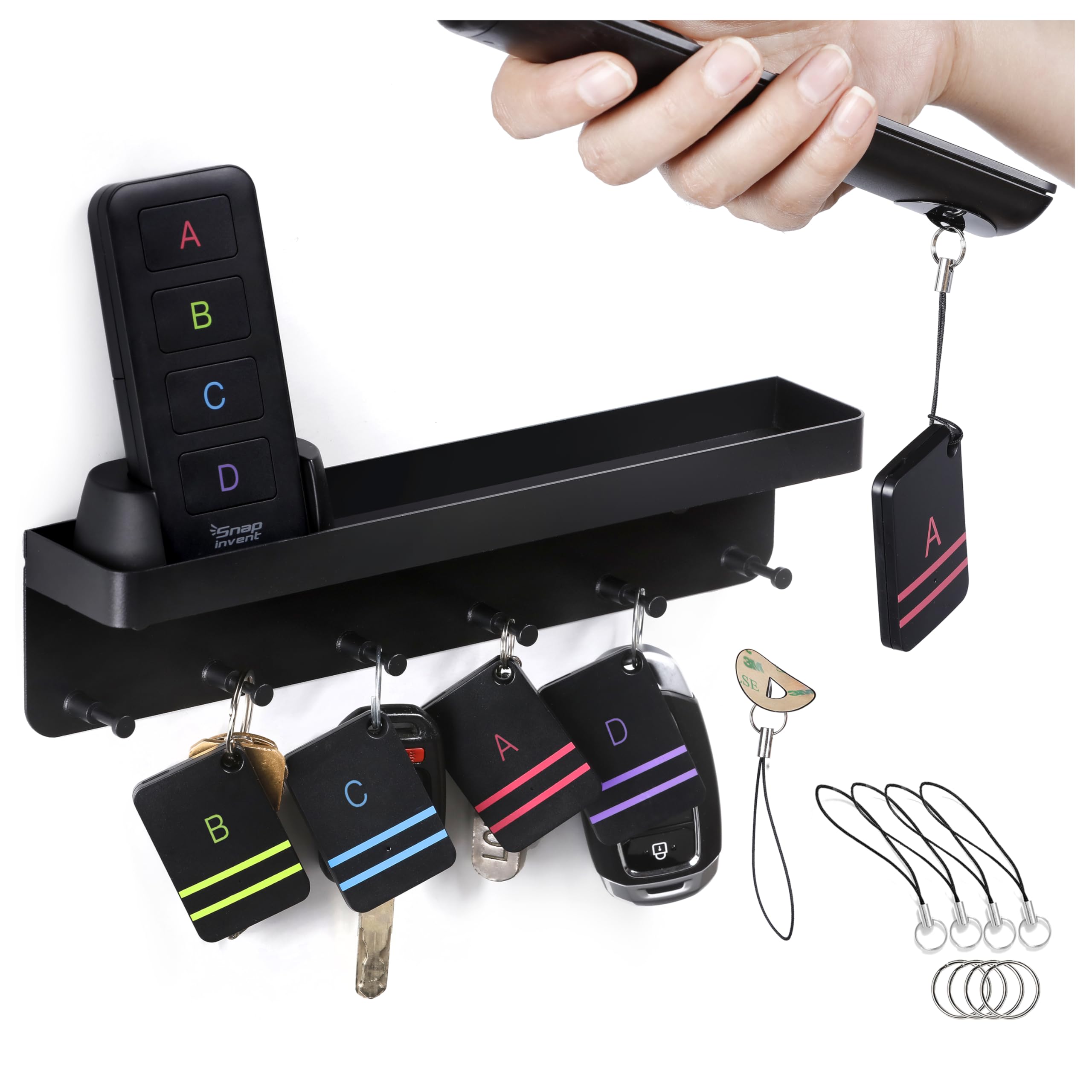 Key Finder Trackers & Retriever with Metal Key Hooks - Beeper Tag Locators to Find TV Remote Control Fast- Keychain Tracker Tags