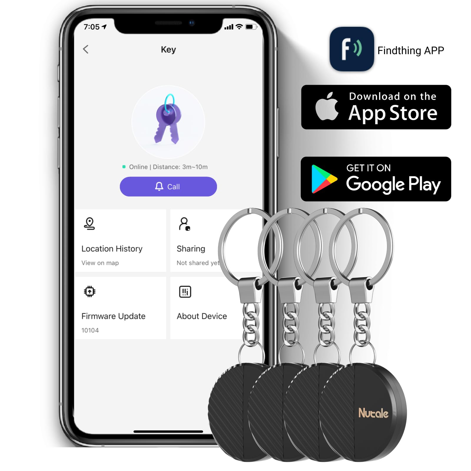 Nutale Mate Key Finder, Bluetooth Tracker Item Locator With Key Chain For Keys Pet Wallets Or Backpacks And Tablets, Batteries I