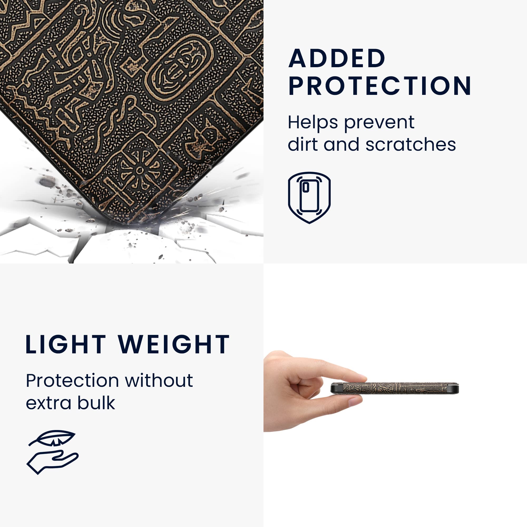 Kwmobile Case Compatible With Kobo Clara 2E / Tolino Shine 4 Case   Ereader Cover   Egyptian Figures Gold/Black