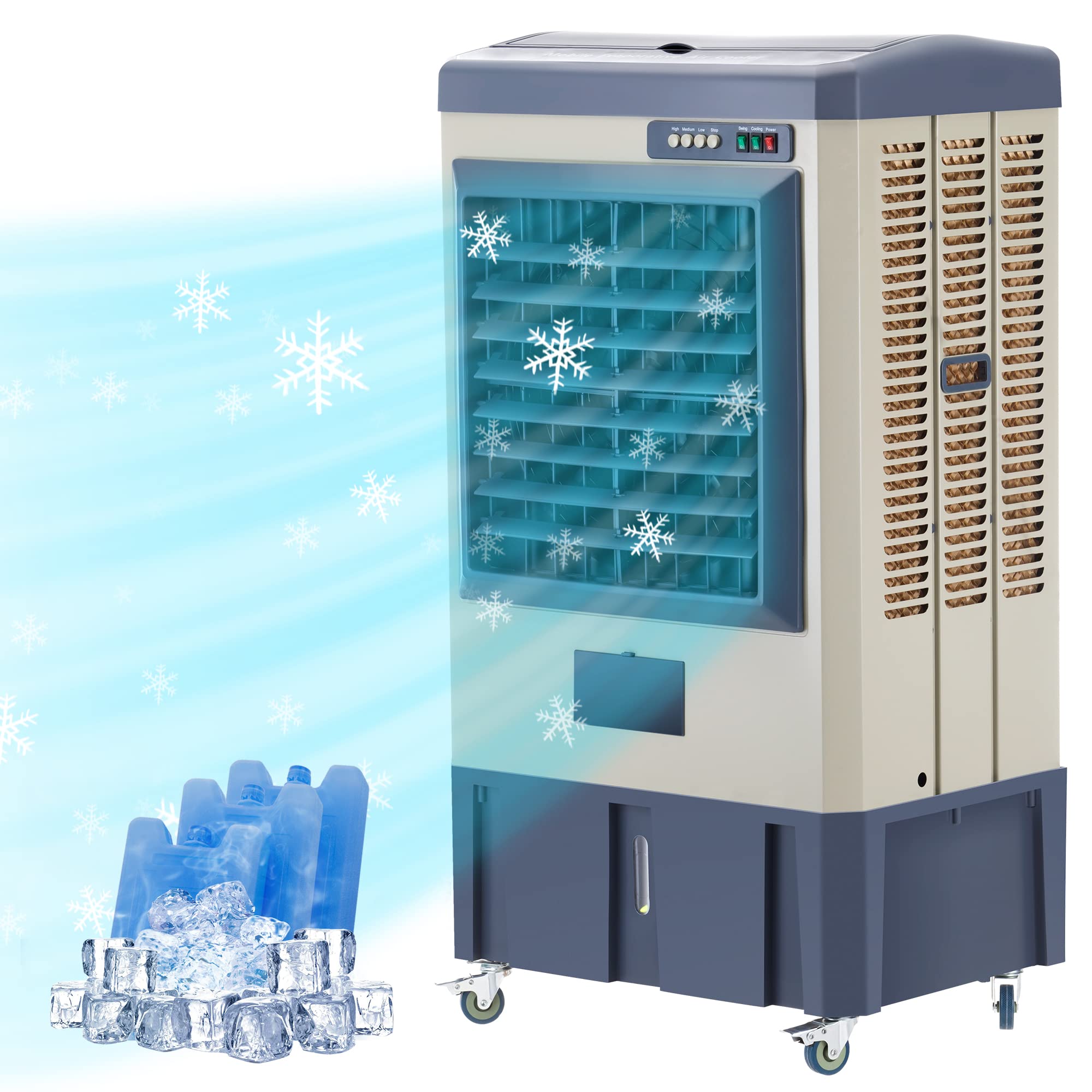 Uthfy 36    Evaporative Air Cooler, 3531 CFM Portable Swamp Cooler Outdoor Air Conditioner with 3 Speed 120 Oscillation, 9.6 Gal