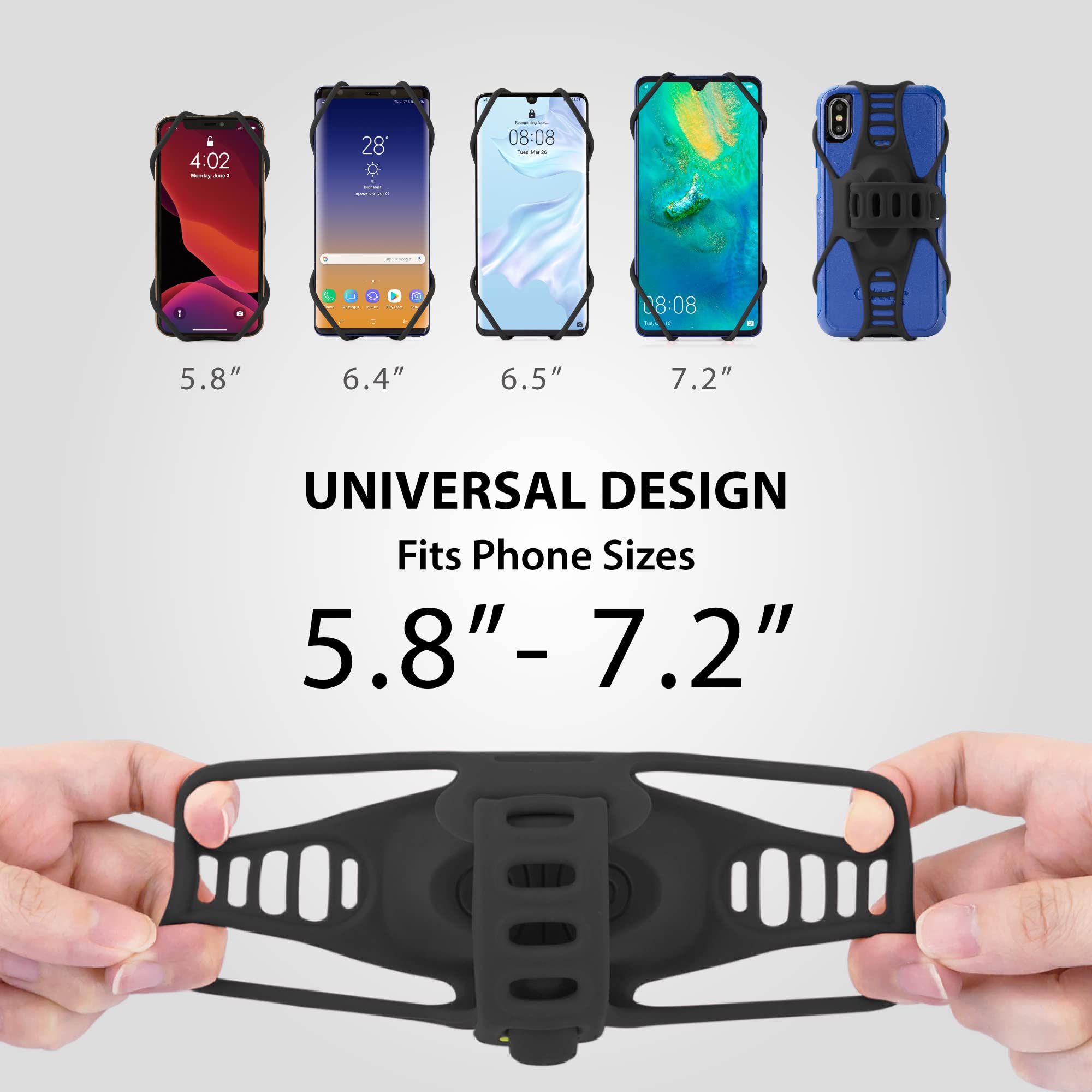 Bone Bike Tie Pro 3, Bike Cell Phone Mount For Stem, Scratch-Free Silicone Holder With Shock-Absorbing Design, Universal Cycling