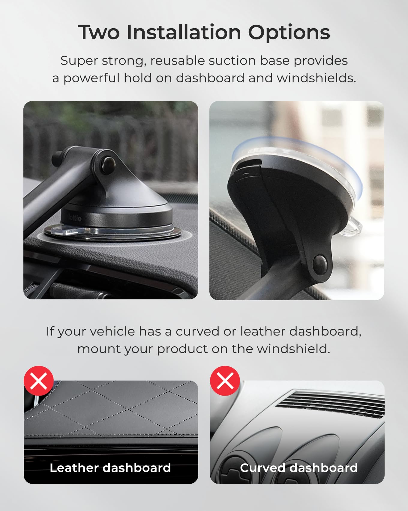 Iottie Itap 3 Magnetic Dash & Windshield Mount Car Phone Holder With Magnetic Ring Adapter. Compatible With Qi2, Magsafe, Iphone