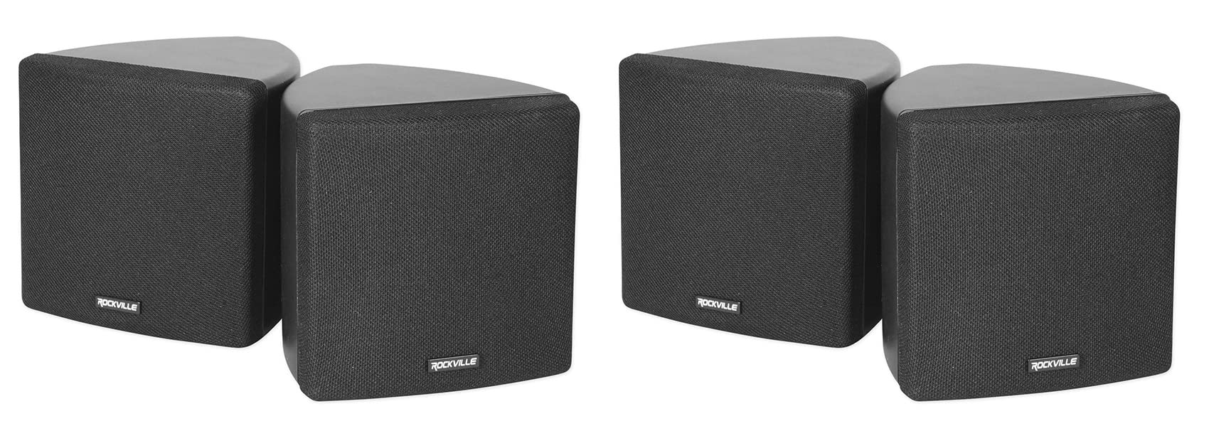 Rockville Cube 3.5 in 30-Watt RMS Home Theater Wall Speakers, Black, Swivel Brackets and Pivoting Mounts, Compact Surround Chann