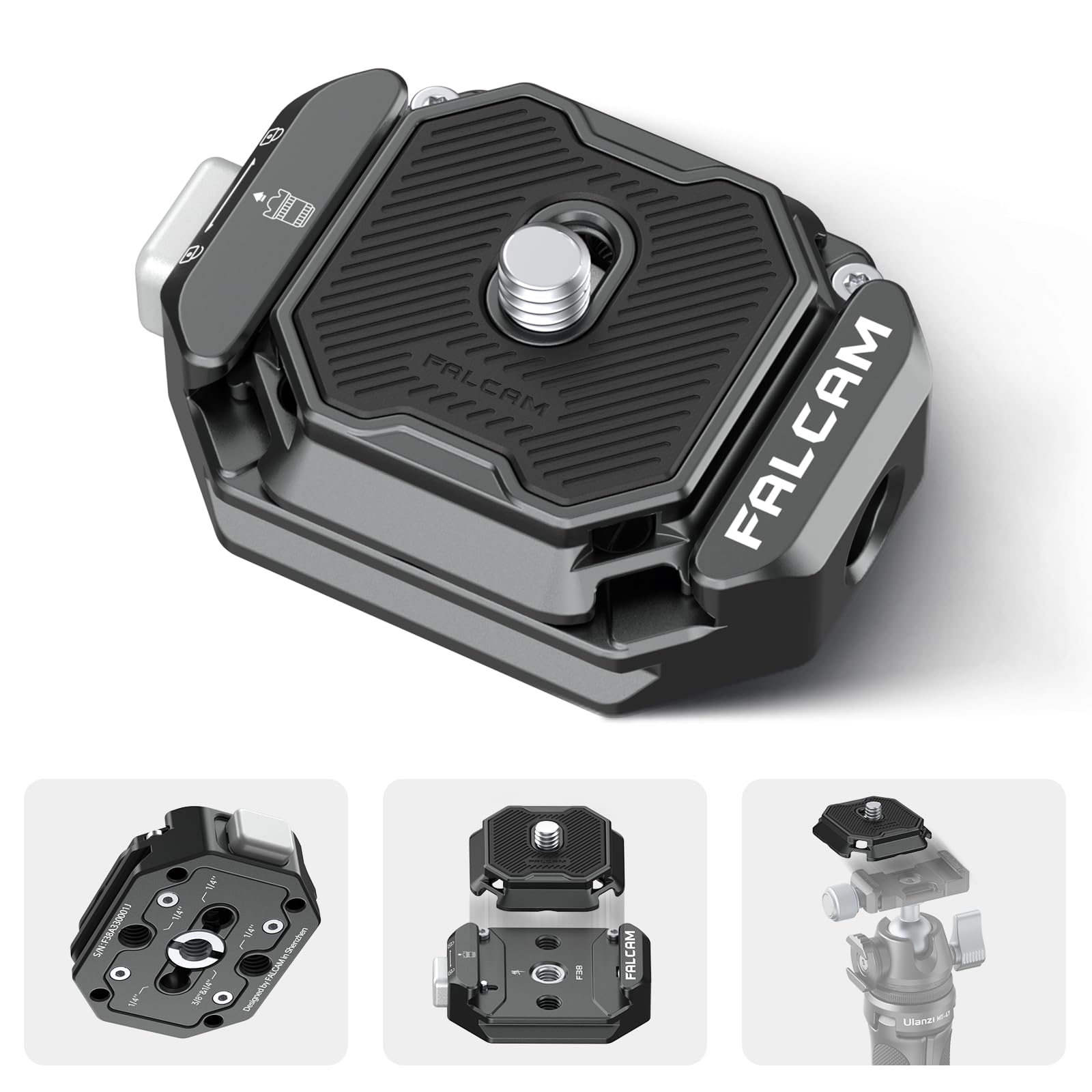 ULANZI F38 Multi-Hole Camera Quick Release Plate Kit, w 1/4 to 3/8 Screw Thread, Quick Release System QR Plate Camera Tripod Mou