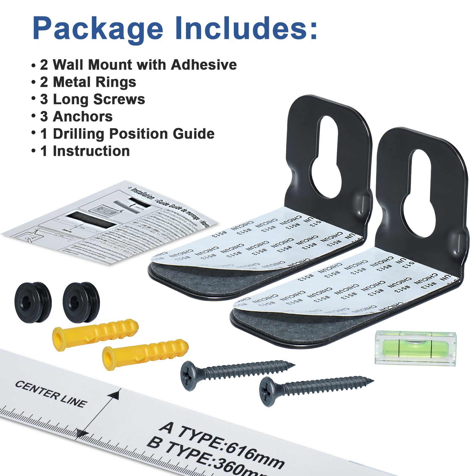 Leewardship Universal Soundbar Mount Shelf For Lg, Samsung, Roku, Sony, Jbl, Vizio, Bose Soundbar Wall Mount Bracket(2Pcs), Blac