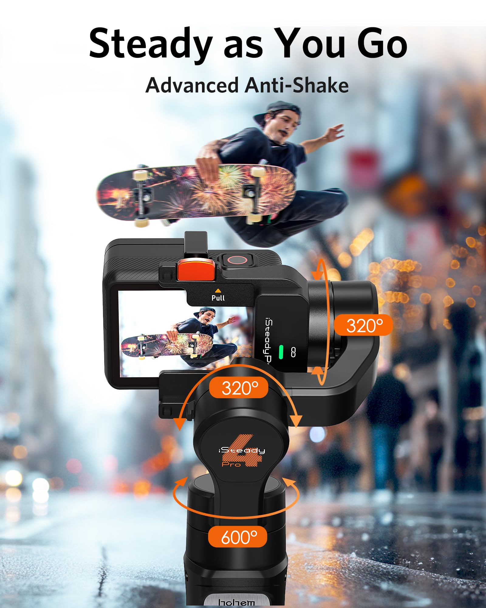 3 Axis Gimbal Stabilizer For Gopro Hero 13/12/11/10/9, Handheld Stabilizer For Gopro For Video Recording, Ipx4 Waterproof, Bluetooth Control, Compatible With Osmo Camera, Insta360, Hohem Isteady Pro4