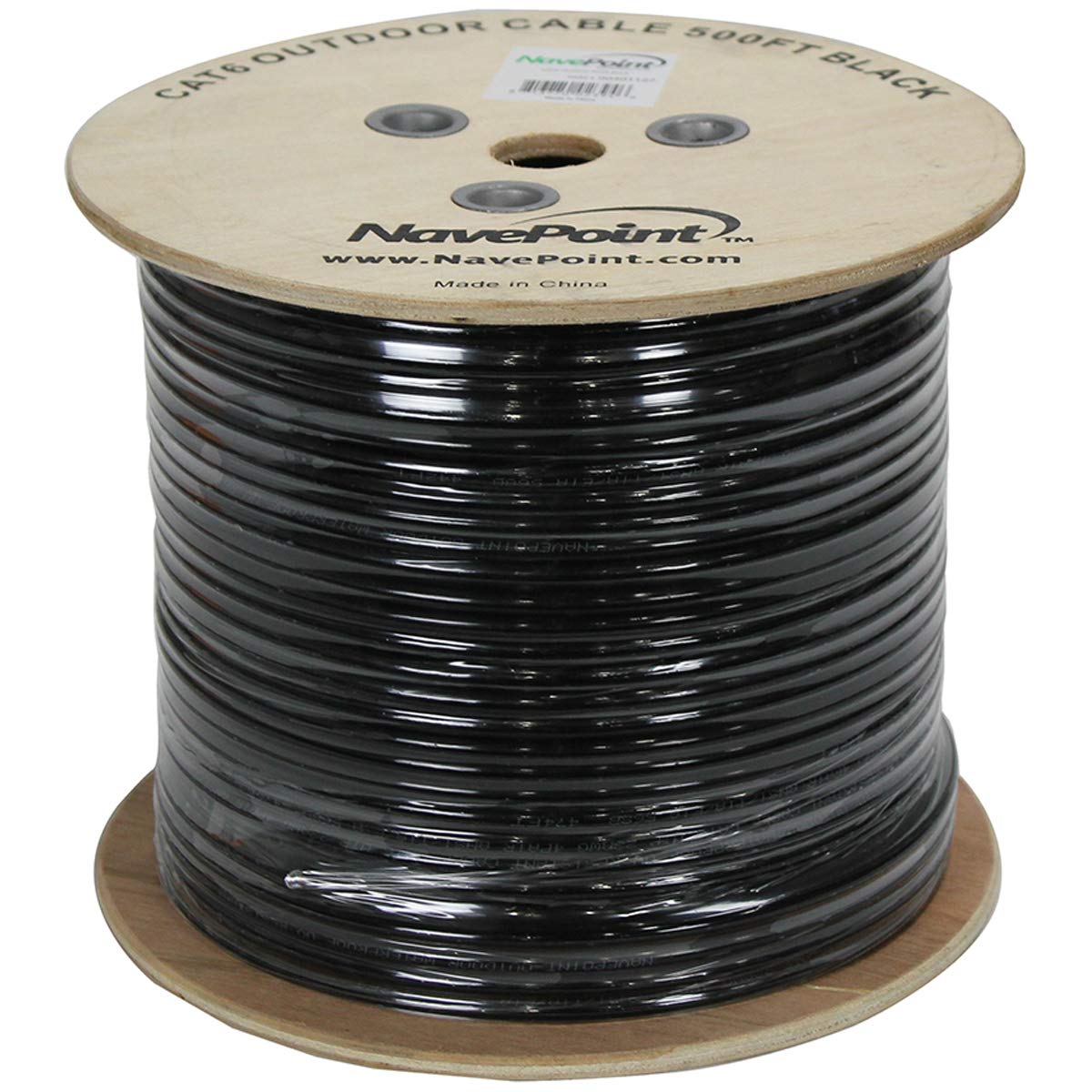 NavePoint CAT6 UTP Outdoor Direct Burial HDPE Ethernet Cable 500 Ft Black