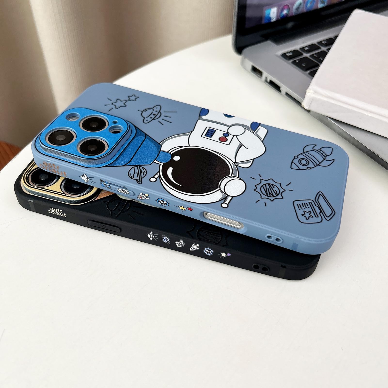 Yonds Queen iPhone 13 Pro Case Cartoon Astronaut Space Design Soft TPU Shockproof Blue