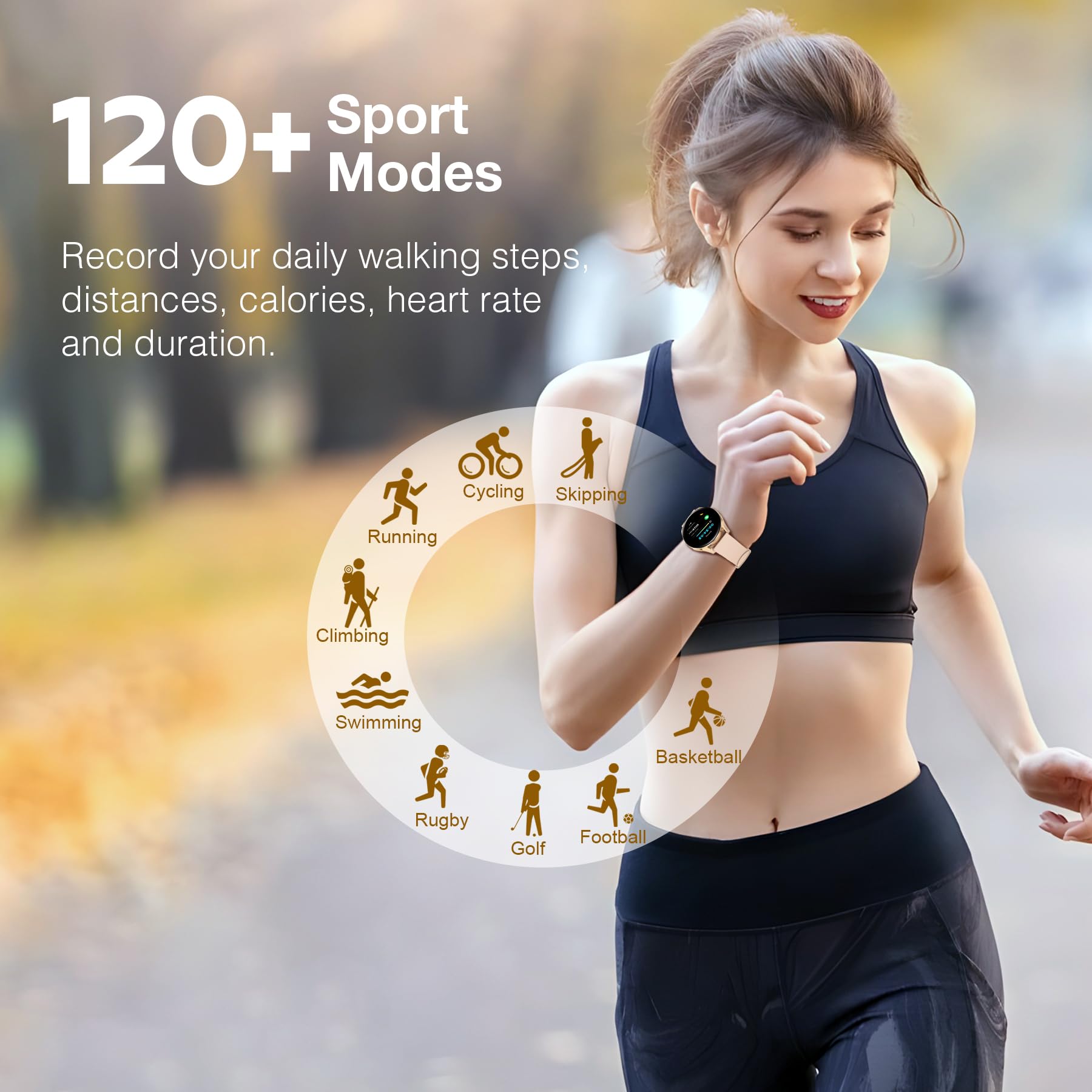 Bribejat Smart Watch For Women Make/Answer Call, Hd 1.27 Zinc Alloy Case Smartwatch, Waterproof Fitness Tracker Pedometer Spo2