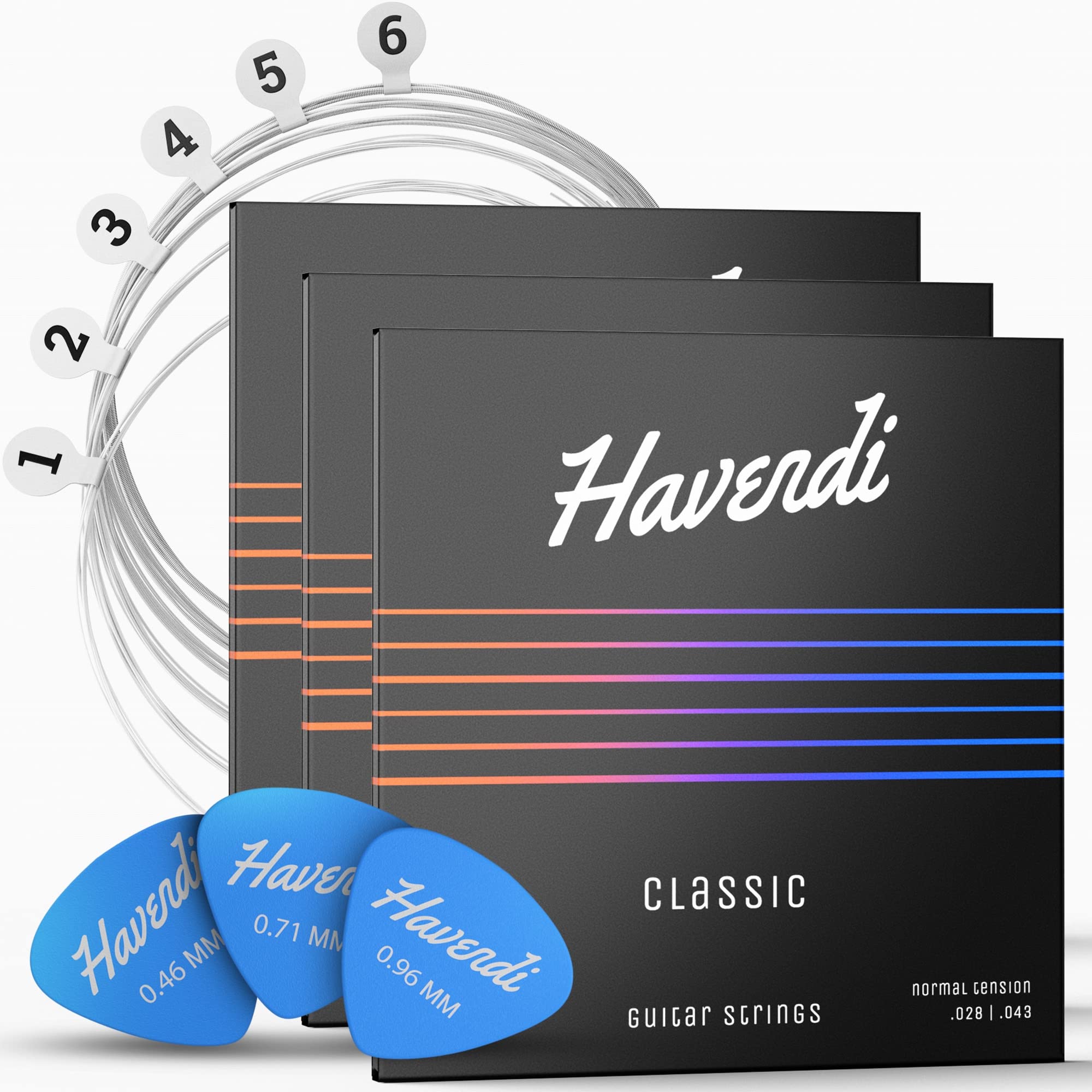 Havendi Guitar Strings For Classical Guitar   Brilliant Sound Quality Strings Made Of Nylon For Classical Guitar Coated With Sil