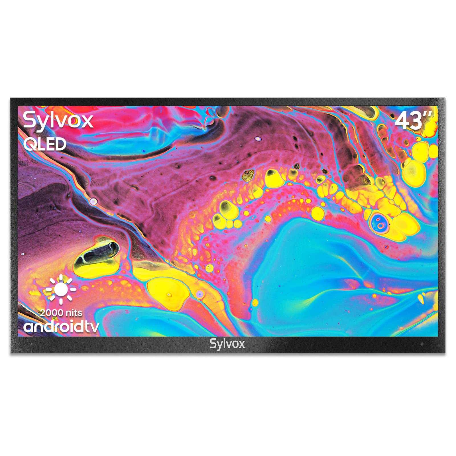 Sylvox 43 Inch Outdoor Smart Tv Qled 4K Uhd Waterproof Tv, 2000Nit High Brightness Built In Google Assistant Anti Glare, Suitabl