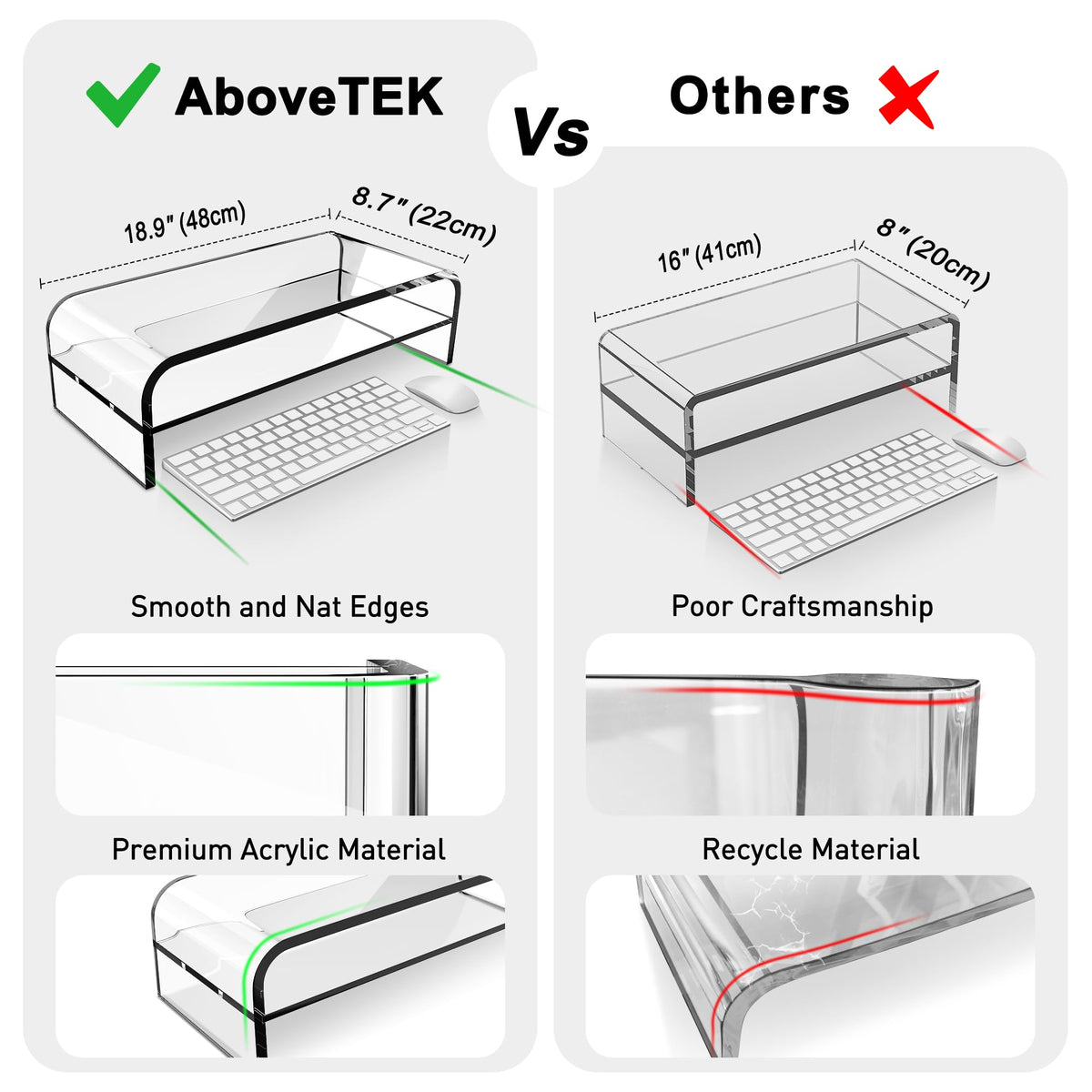 AboveTEK 2 Tier Acrylic Monitor Stand, Computer Riser for Home Office ...