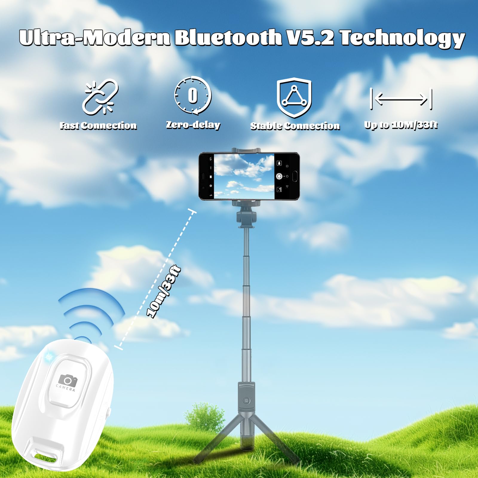 Mairan Rechargeable Wireless Camera Remote Shutter For Iphone And Android Smartphones, Bluetooth Phone Remote Control,Selfie But