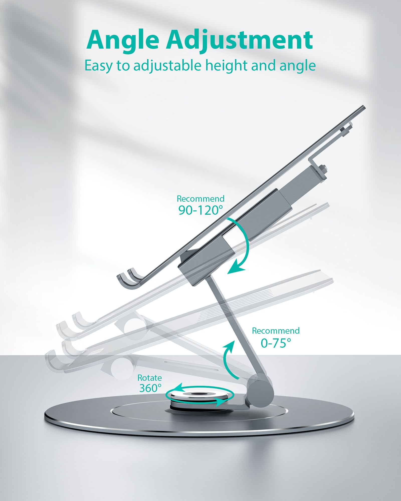 Portable Laptop Stand,Adjustable Laptop Riser,360 Rotating Laptop Stand With Phone Holder,Foldable Laptop Stand For Desk,Ergonom