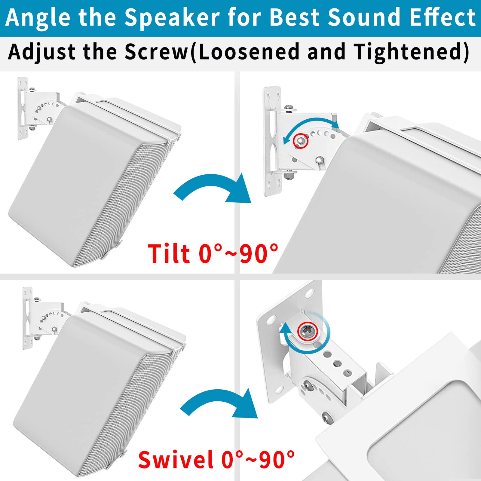 Speaker Wall Mount For Sonos Five & Play 5 Gen 2 Speaker Mount, Tilt & Swivel Adjustable Bracket For Sonos Play:5 And Sonos Five