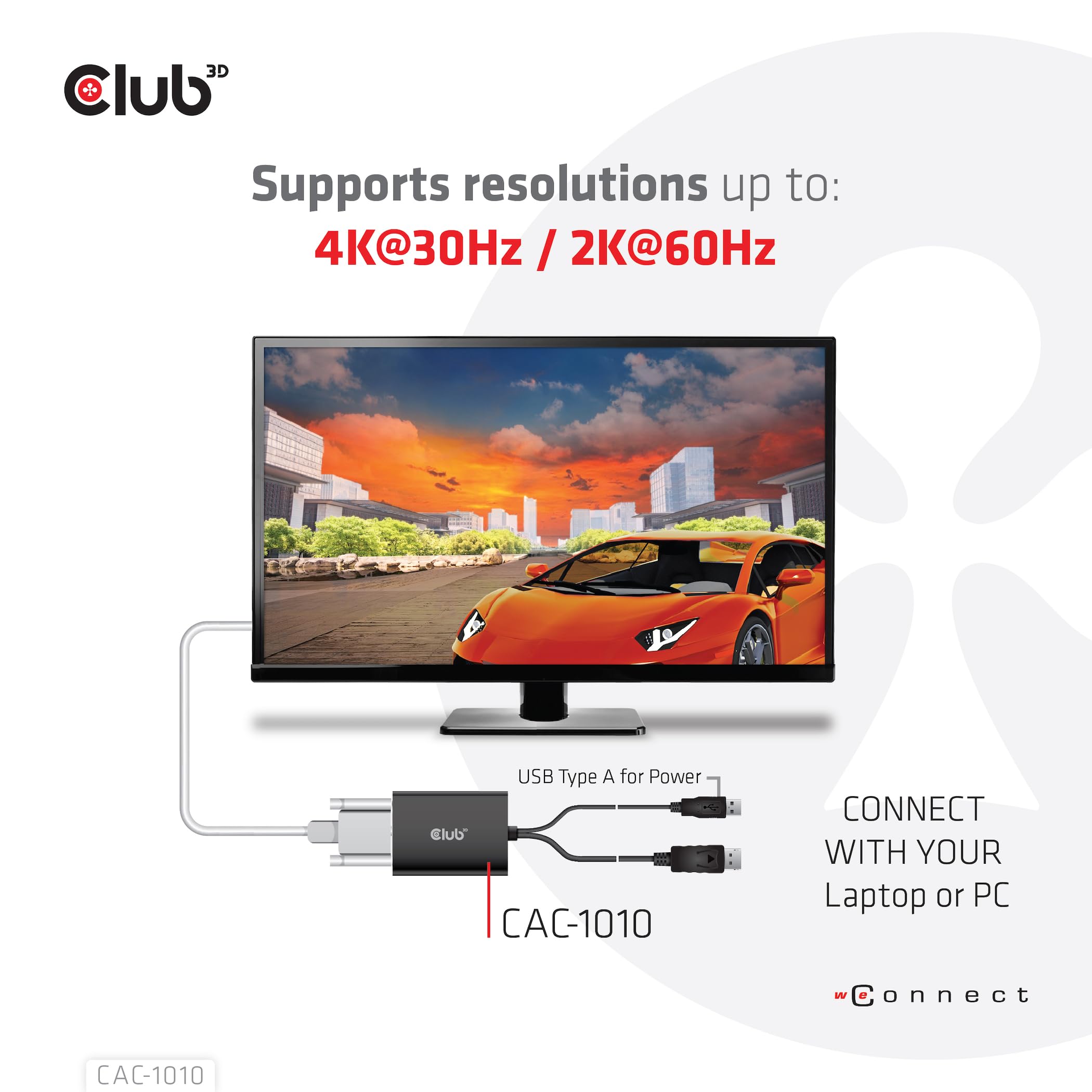 Club 3D Cac 1010 Displayport To Dvi Dual Link Dvi D Active Adapter For Your Monitordisplay   Usb A Powered   2560X1600 Resolutio