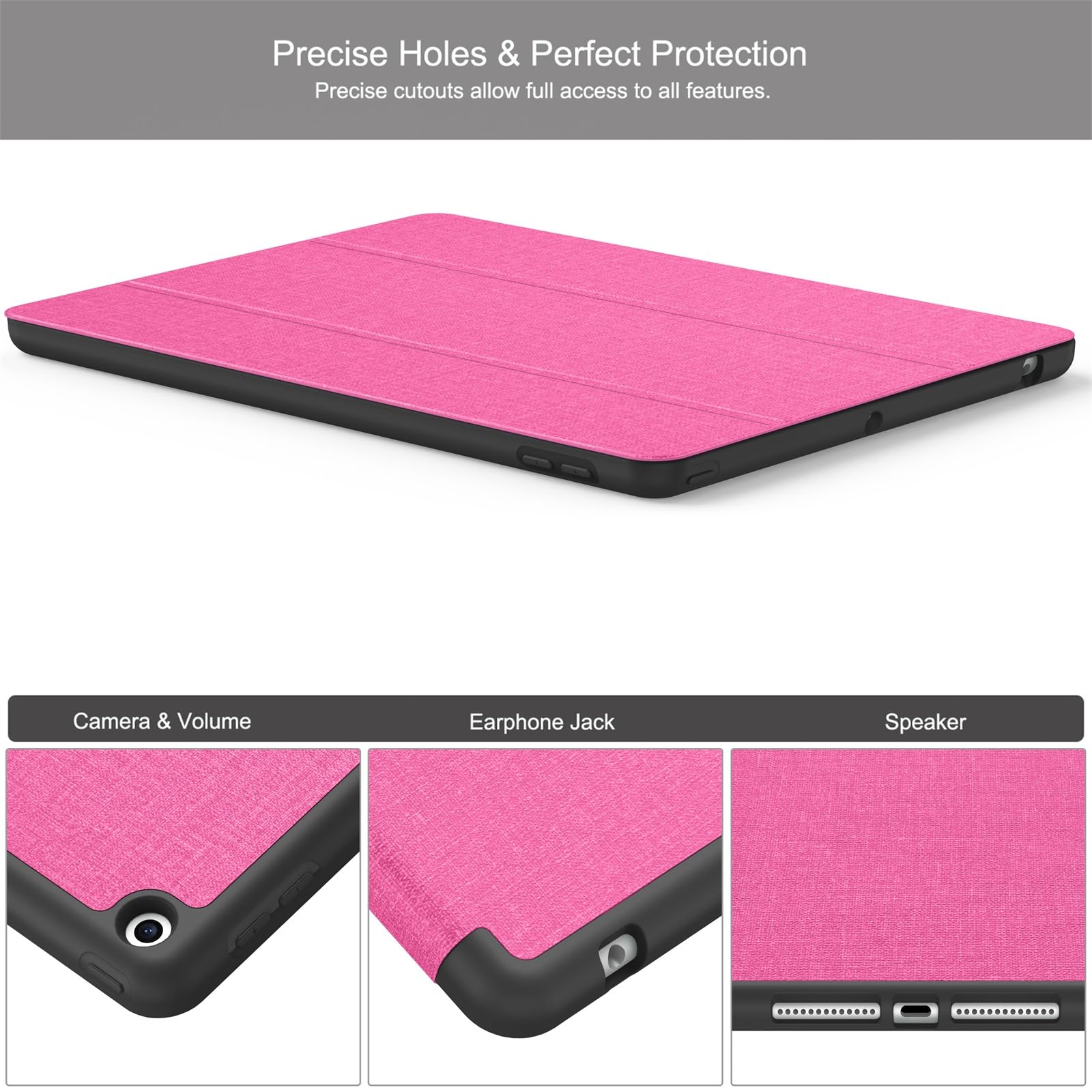 Soke For Ipad 10.2 Case With Pencil Holder For Ipad 9Th Generation 2021/8Th Gen 2020/7Th Gen 2019 Premium Shockproof Case With Soft Tpu Back Cover & Auto Sleep/Wake For Ipad 10.2 Inch,B Hotpink