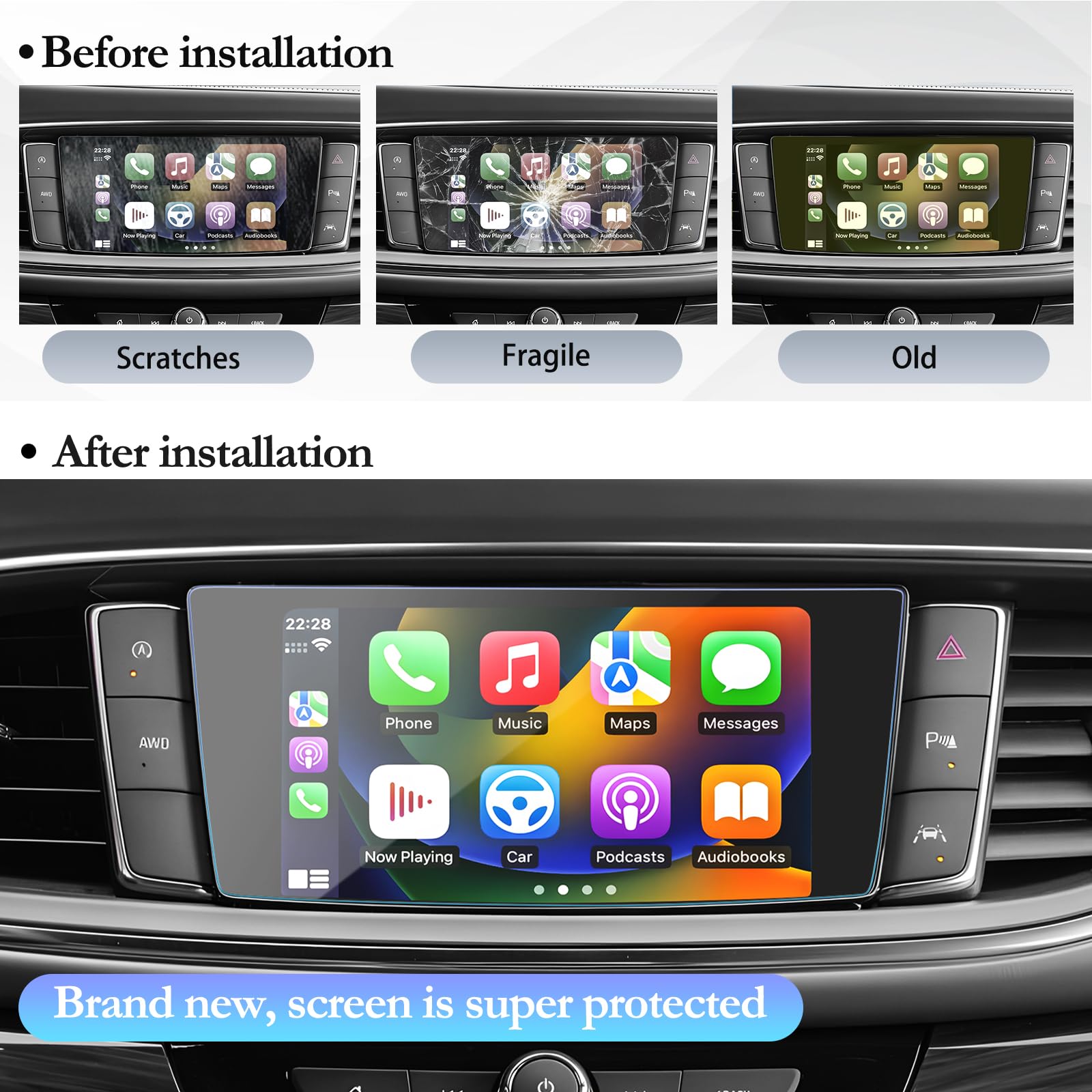 Sktu For 2024 Buick Enclave Screen Protector 2018 2024 Enclave 8 Inch Navigation Buick Enclave 2024 Accessories Tempered Glass Anti Scratch Hd Clear