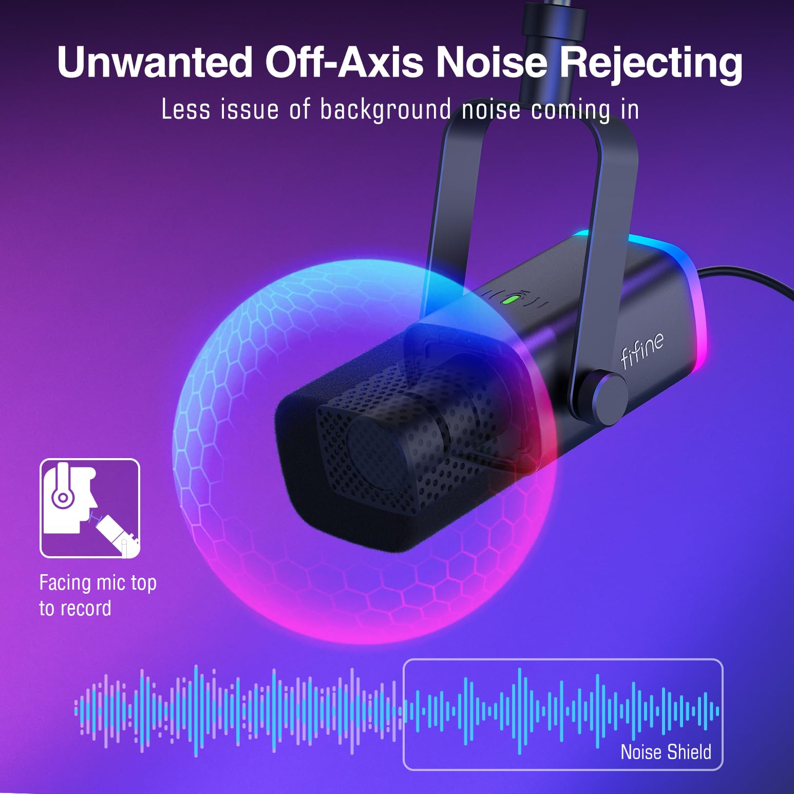 Fifine Xlr/Usb Gaming Microphone Set, Dynamic Pc Mic For Streaming Podcasting, Computer Rgb Mic Kit With Boom Arm Stand, Mute Bu