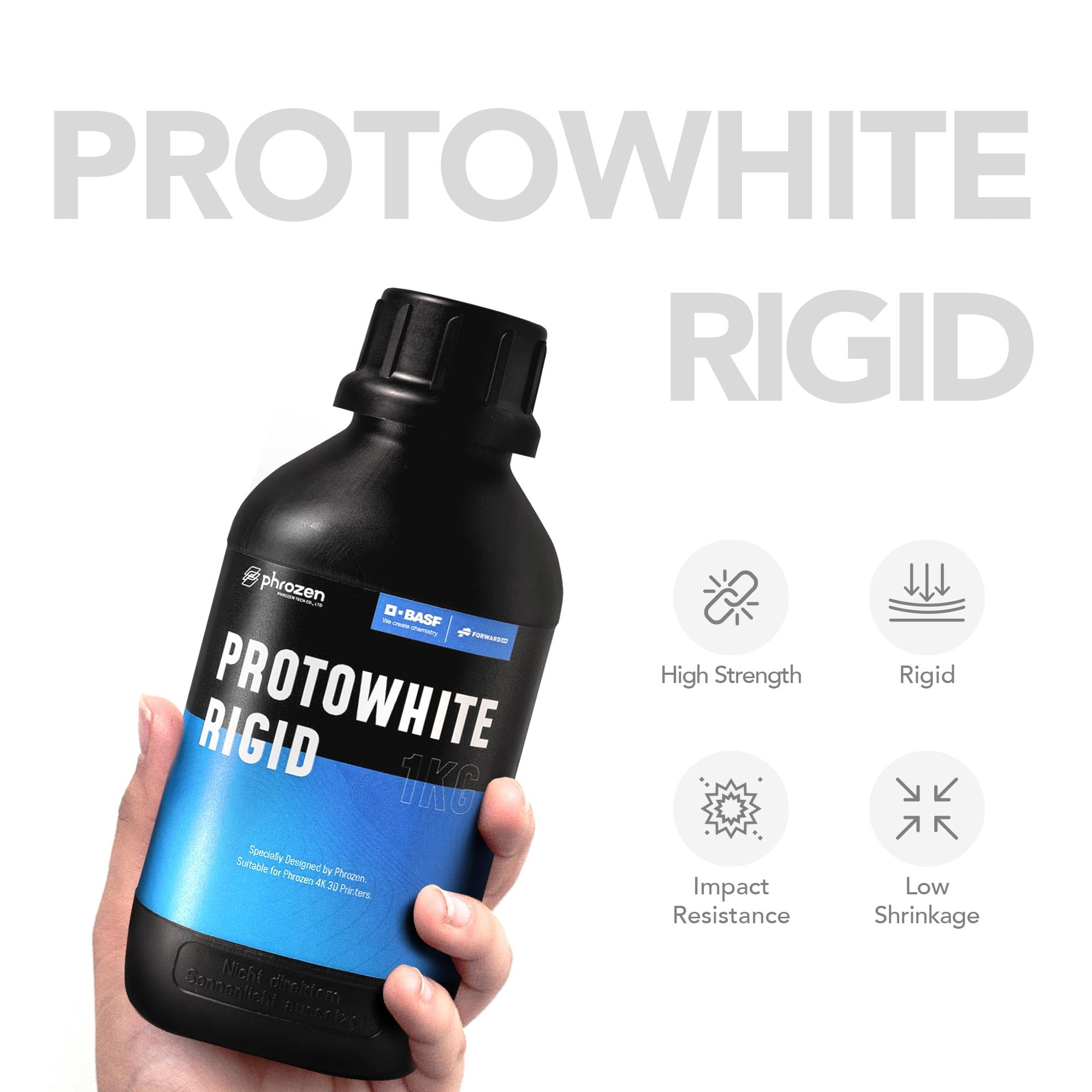 Phrozen Protowhite Rigid Resin 405Nm Lcd Uv Curing Standard Photopolymer Resin Great For Industrial Prototype (1Kg)