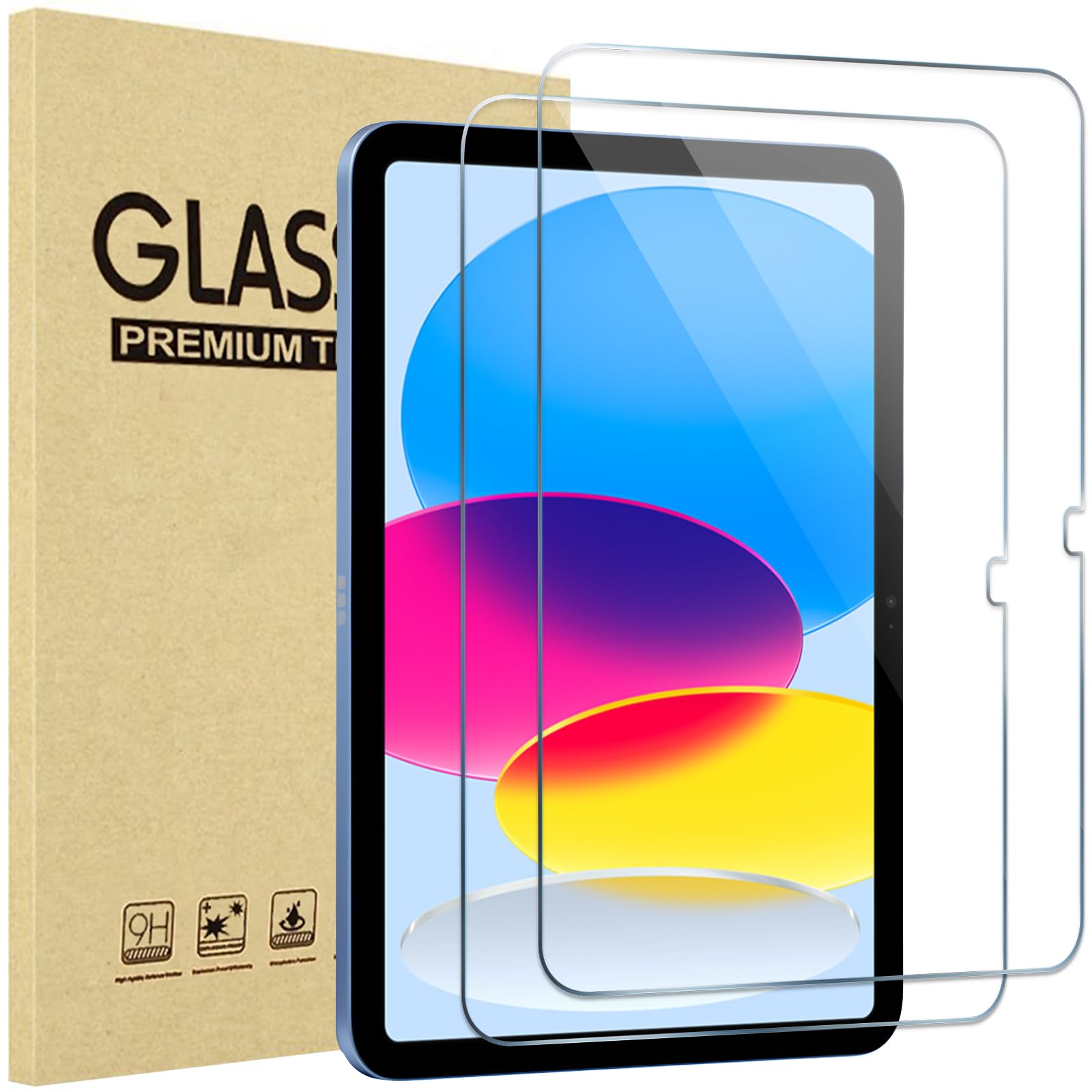 Procase 2 Pack Screen Protector For Ipad 10Th Generation 2022 A2696/A2757/A2777 10.9 Inch, Tempered Glass Film Guard For Ipad 10