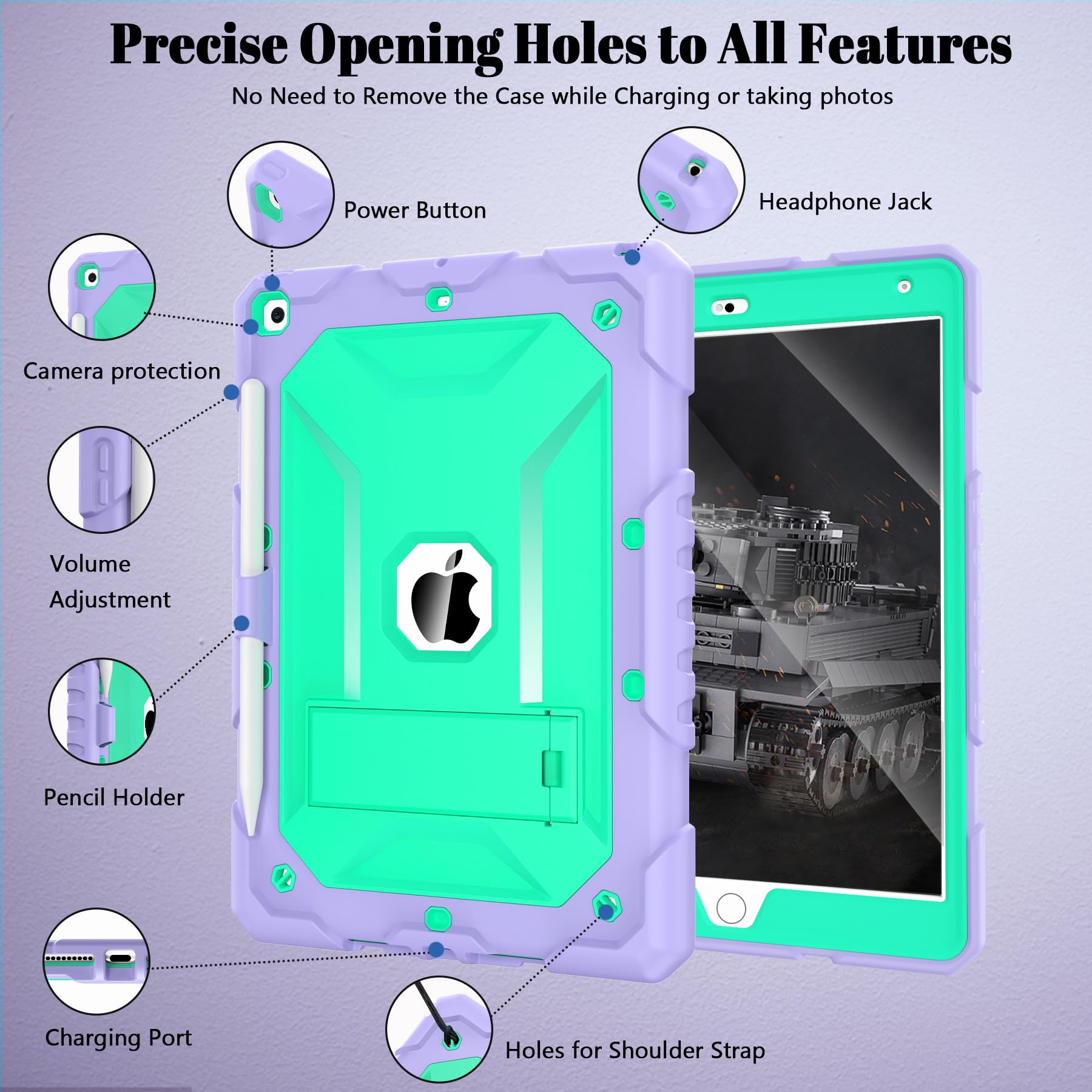 Timism Case For Ipad 9Th/8Th/7Th Generation 2021/2020/2019 (10.2 Inch)   Heavy Duty Shockproof Protective Cover With Screen Prot