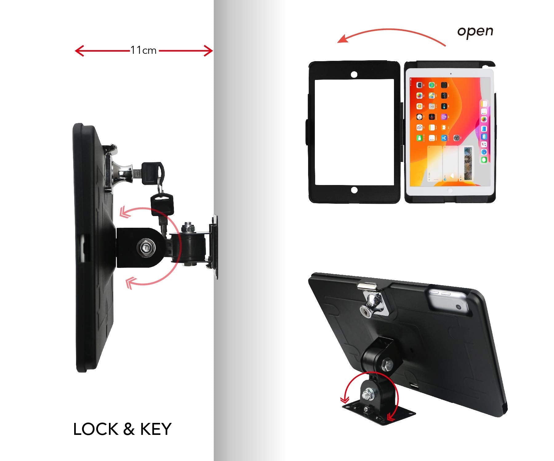 Westruggle Tablet On Wall Mount Bracket For Ipad 10.2 Inch (9Th,8Th,7Th Gen.),With Anti Theft Security Lock And Key, Rotate Desi