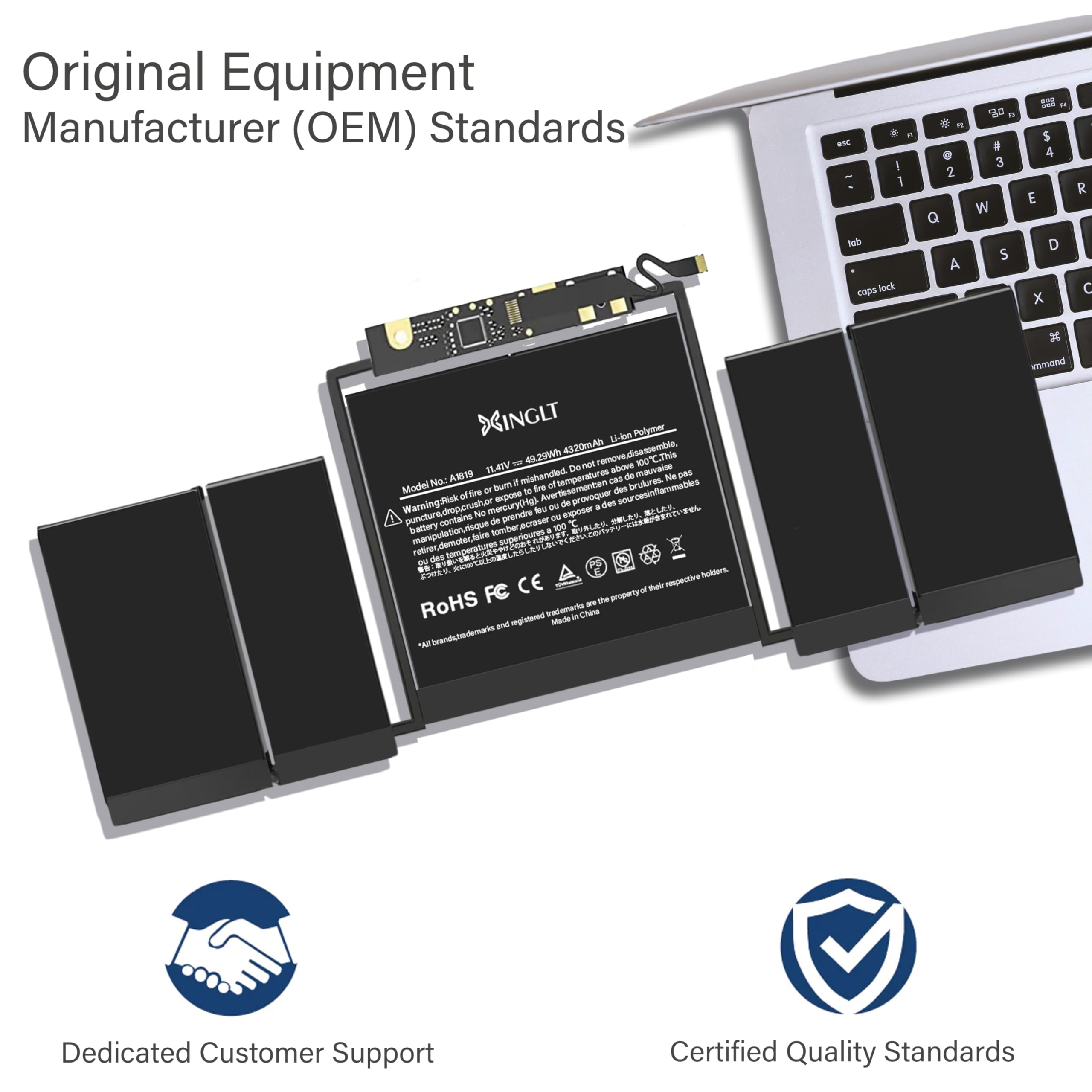 Xinglt A1706 Replacement Battery For Macbook Pro, A1819 Battery For Macbook Pro 13 Inch Laptop A1706(Late 2016 Mid 2017) 49.2Wh