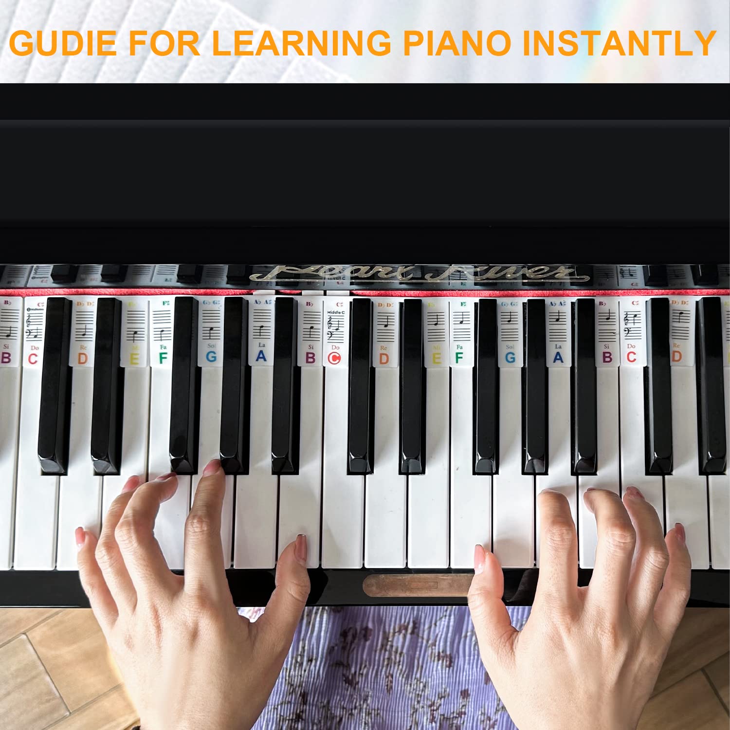 Colorful Removable Piano Keyboard Note Labels, Silicone Piano Notes Stickers Guide For Beginner, Reusable 88 Key Full Size Piano