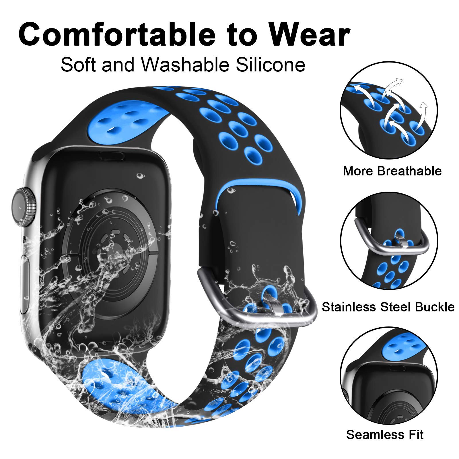 Lerobo 3 Pack Compatible With Apple Watch Bands 45Mm 44Mm 46Mm 42Mm 49Mm 41Mm 38Mm 40Mm For Women Men,Soft Silicone Replacement