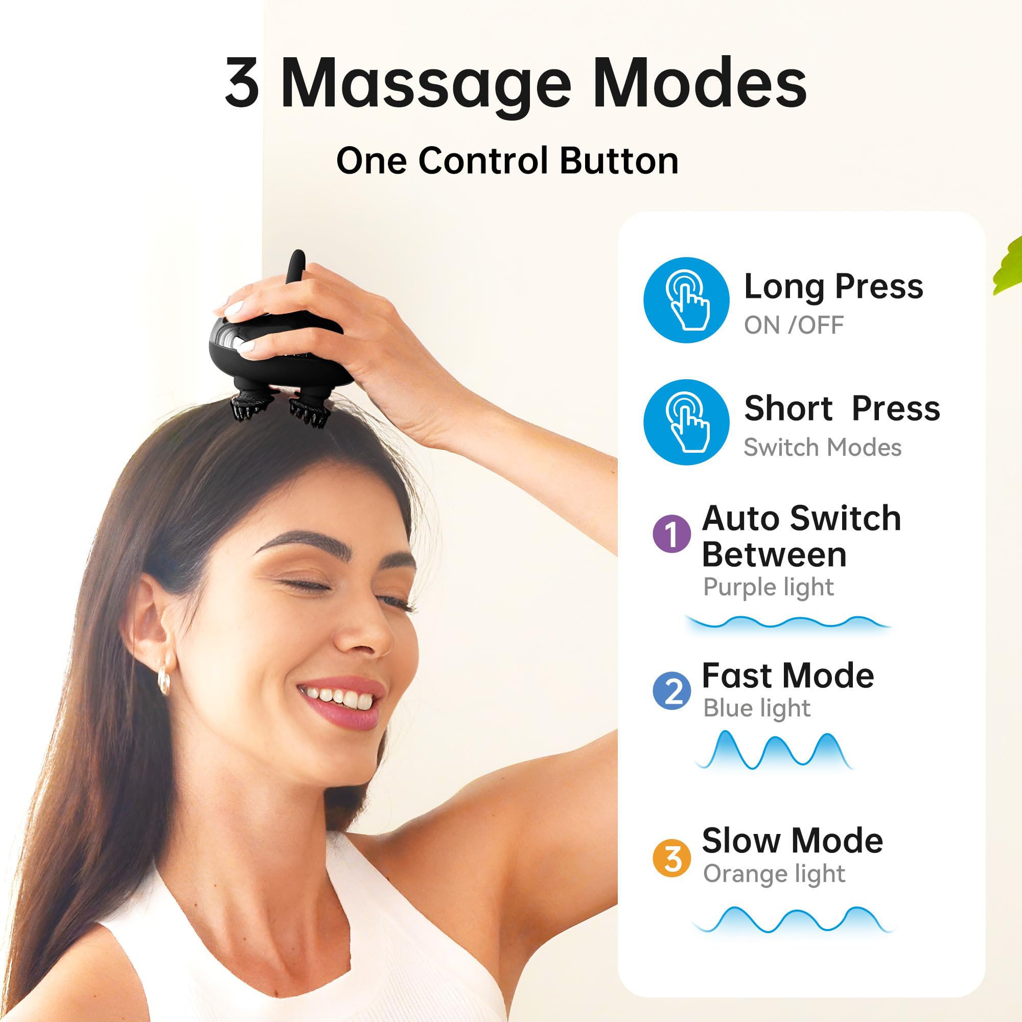 Comfier Head Massager,Scalp Massage Hair Growth With 3 Kneading Modes,Waterproof Body Massager For Stress Relief, Cat Massage(Bl