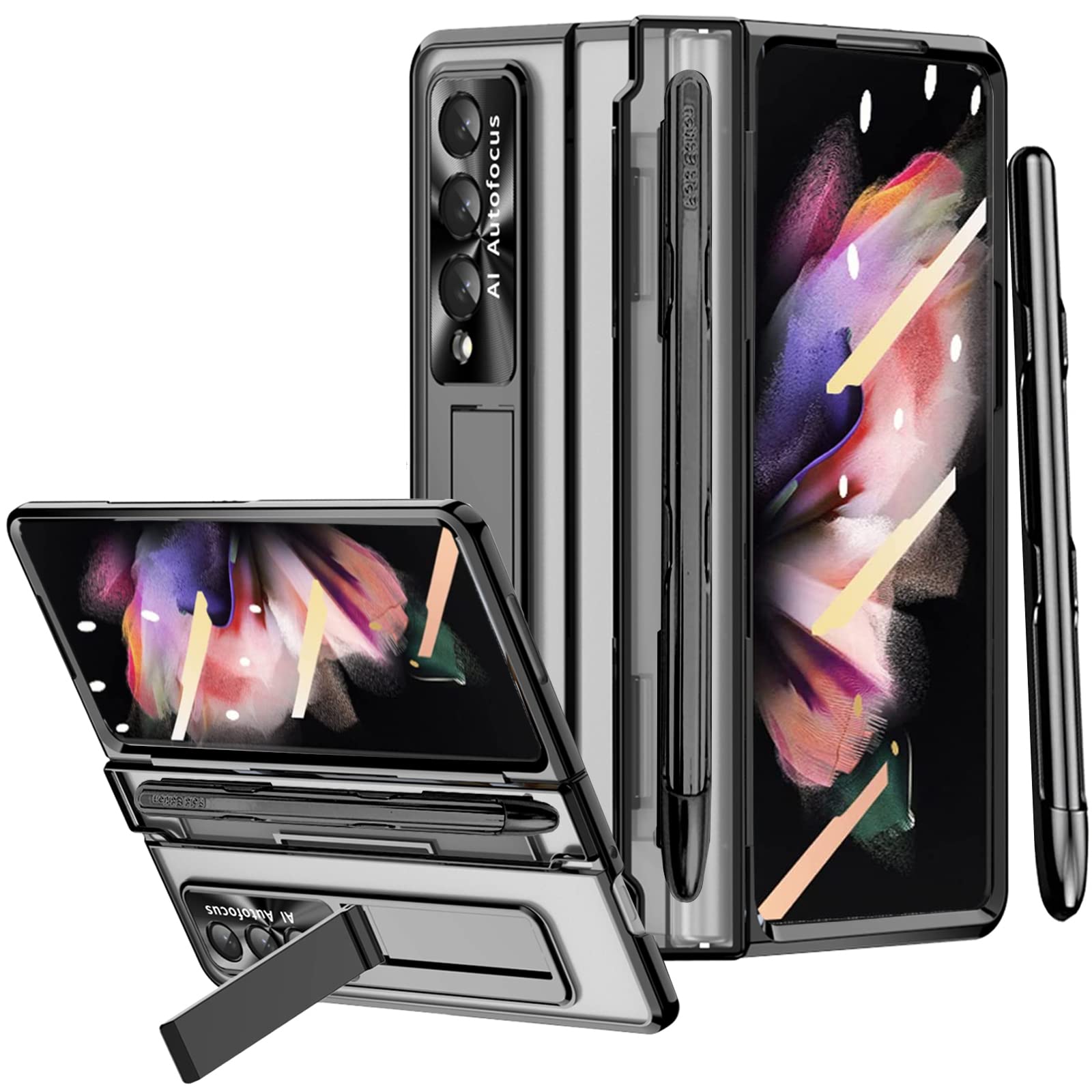 (New) Miimall For Samsung Galaxy Z Fold 3 Case With S Pen & Pen Holder, One Piece Design For Fold 3 Case With Screen Protector &