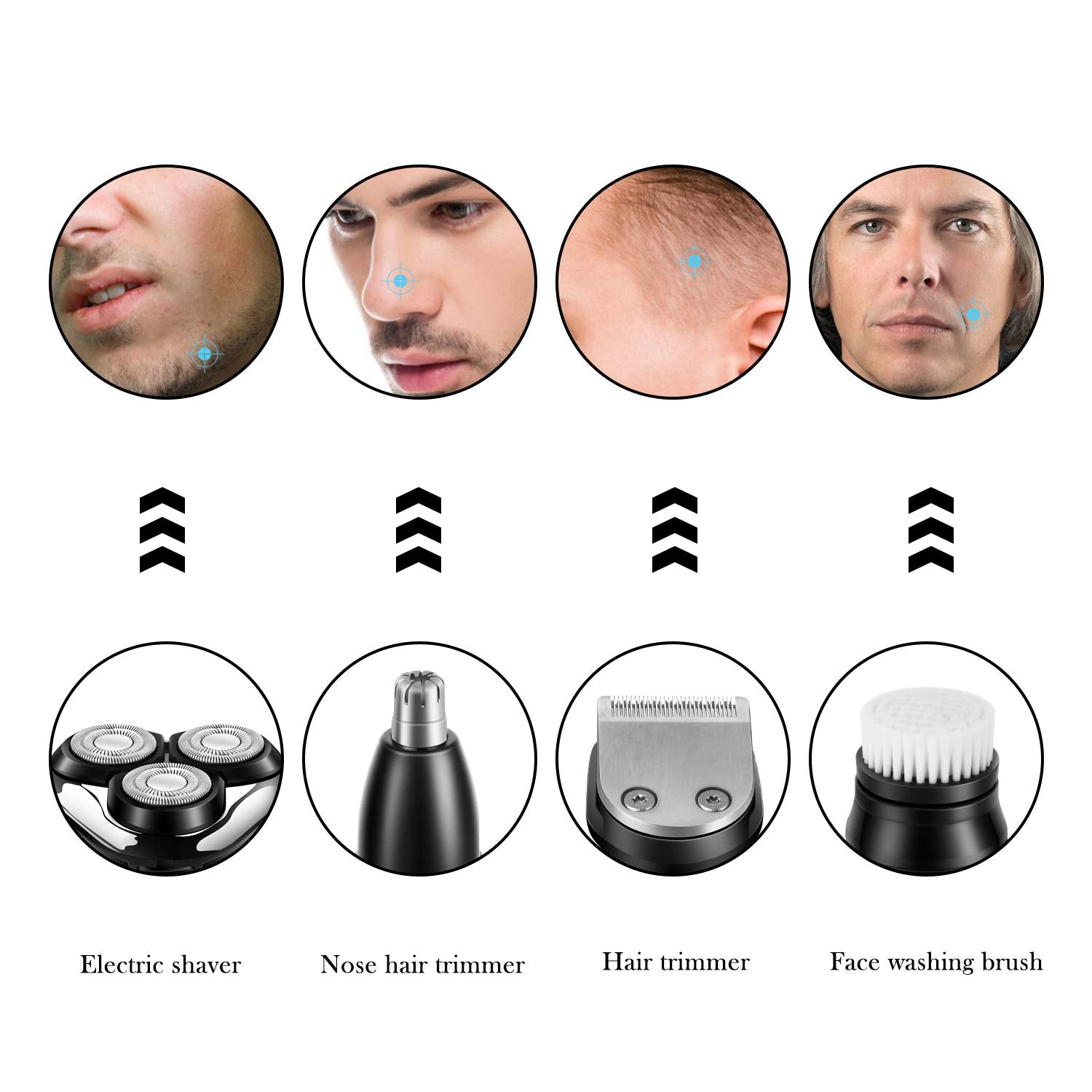 Surker Electric Shaver Razor Cordless Beard Trimmer For Men Nose Hair Trimmer 3 In 1 Trimmer Grooming Kit Plus 1 Facial Cleansin