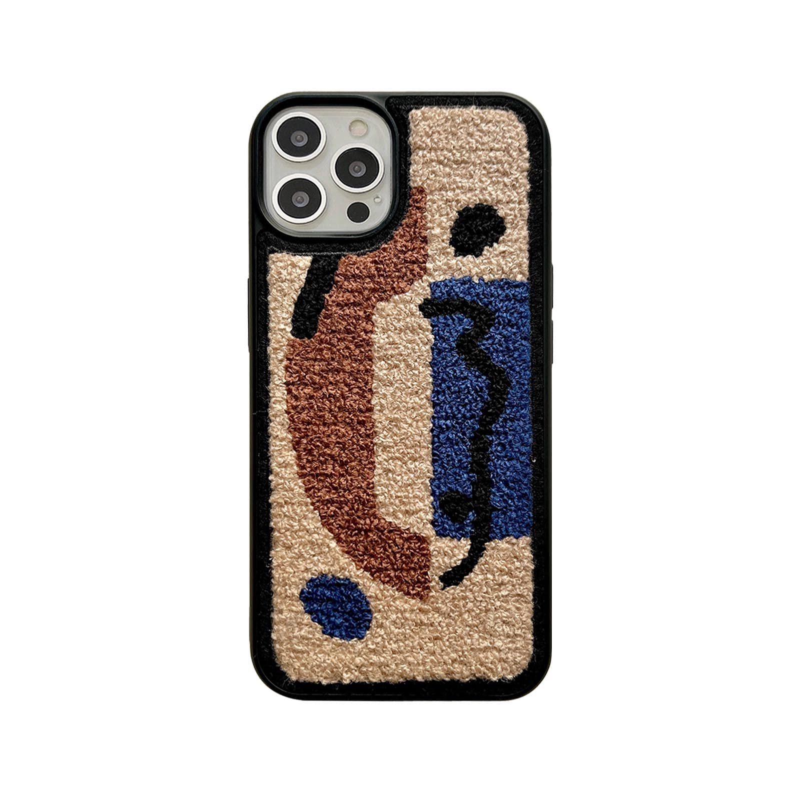 Tewwsdi iPhone 13 Pro Max Fluffy Towel Embroidery Phone Case TPU Brown Geometric 6.7inch