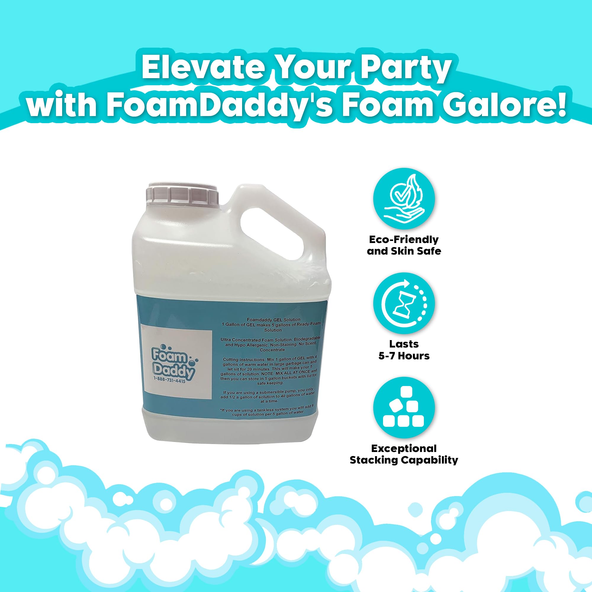 Foamdaddy Foam Machine Solution: Ultimate Party Refill For Foam Parties-Makes 800 Gallons Of Foam,Outshines Powder, Ideal For Fo