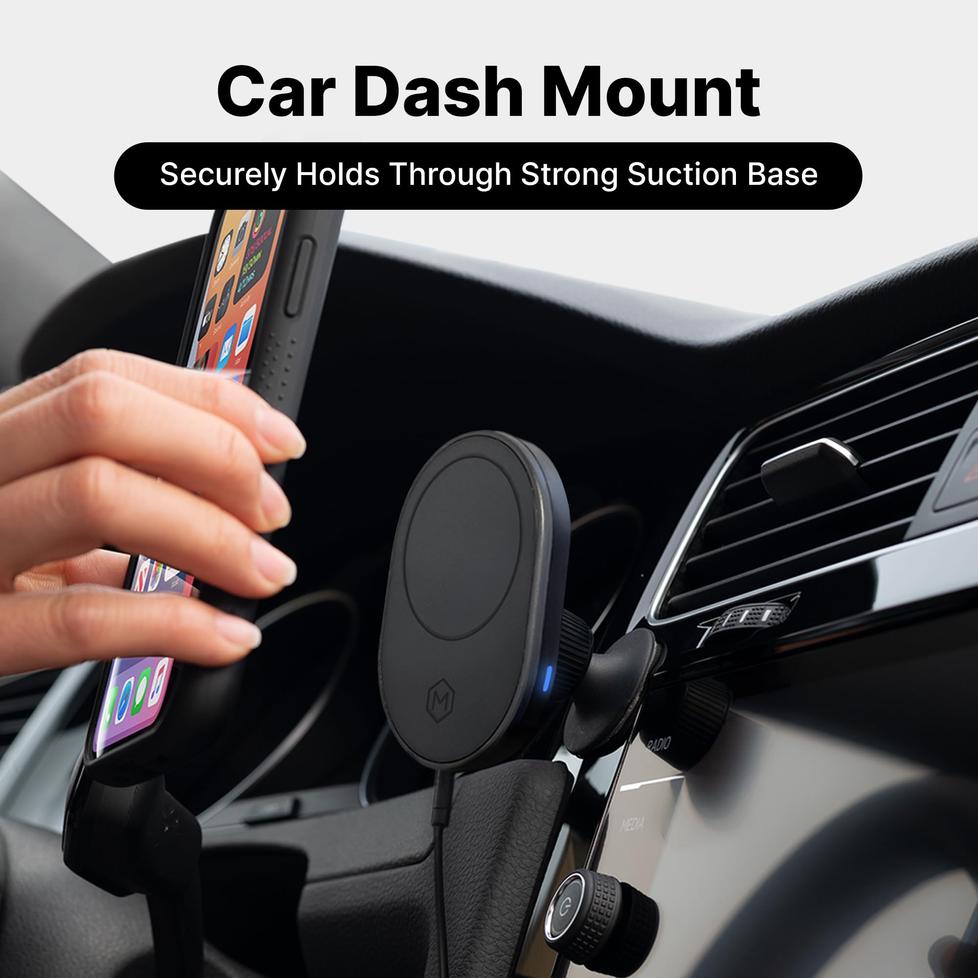 Magsafe Wireless Car Charger Dash Mount (Version 2.0) 360 Rotating Magnetic Phone Holder For Iphone 16/15/14/13/12-15W Fast Char