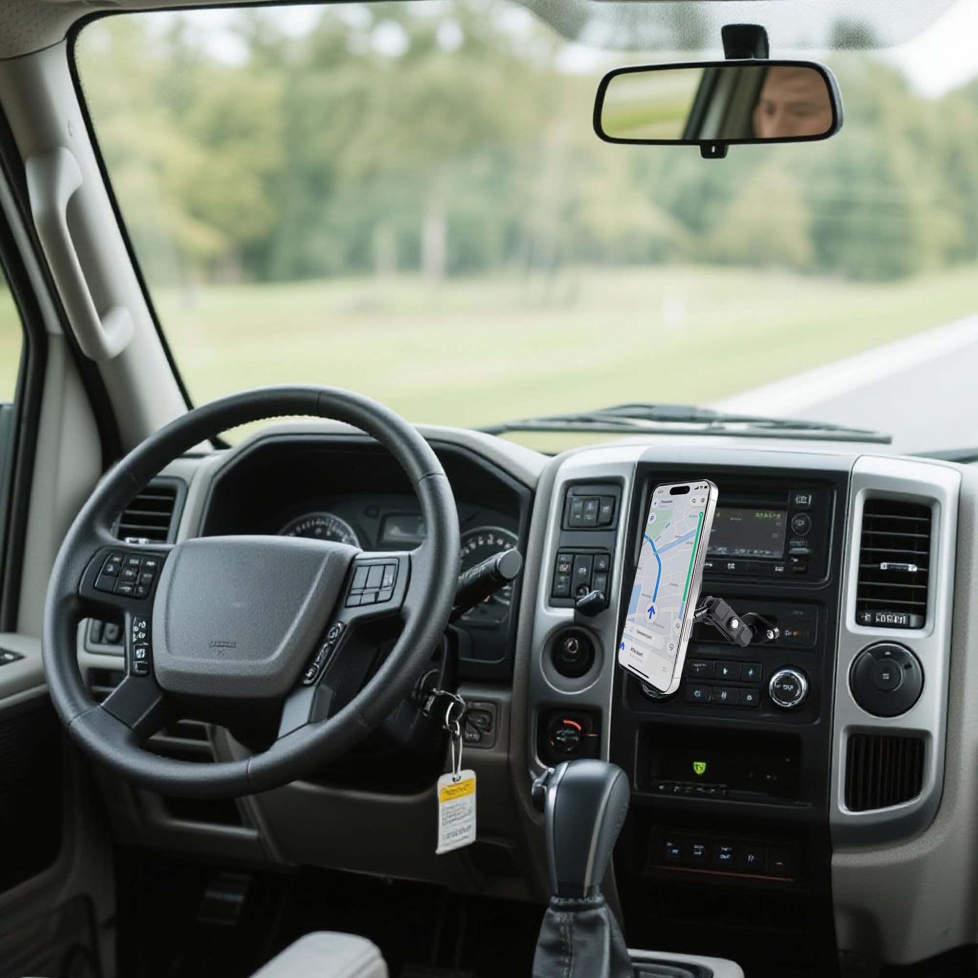 Leenconghui Magnetic Phone Holder With Amps Standard Drill Base For Magsafe, Aluminum 360 Rotation Phone Mount For Car Dashboard