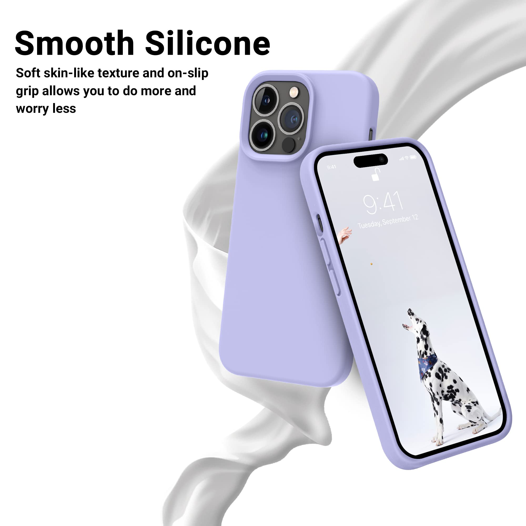 Otofly Designed For Iphone 14 Pro Case, Silicone Shockproof Slim Thin Phone Case For Iphone 14 Pro 6.1 Inch (Light Purple)